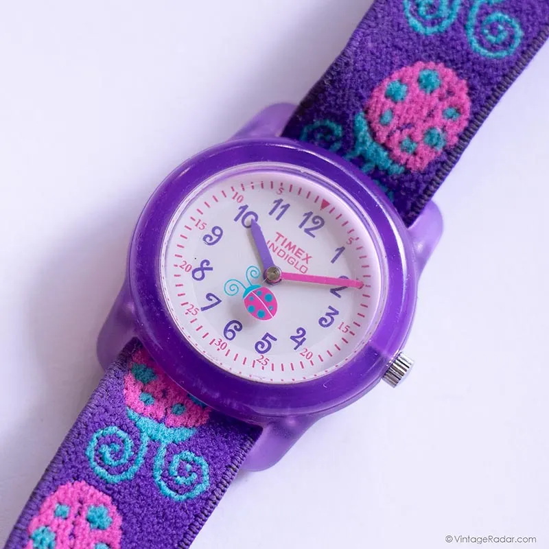 Viola vintage Timex Indiglo Sports Watch for Women Piccolo polso dimensioni