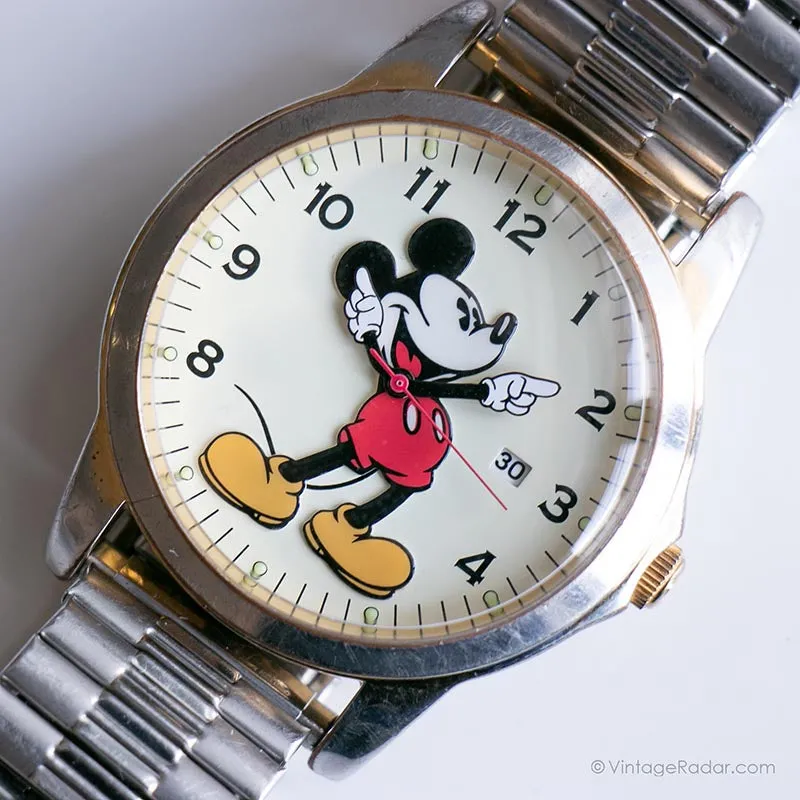 Acciaio inossidabile vintage Mickey Mouse Guarda | Seiko Disney Orologio