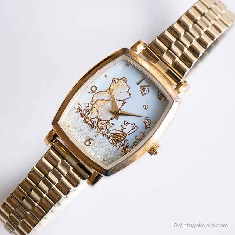 Acciaio inossidabile vintage Winnie the Pooh Guarda | Tono d'oro Seiko Orologio