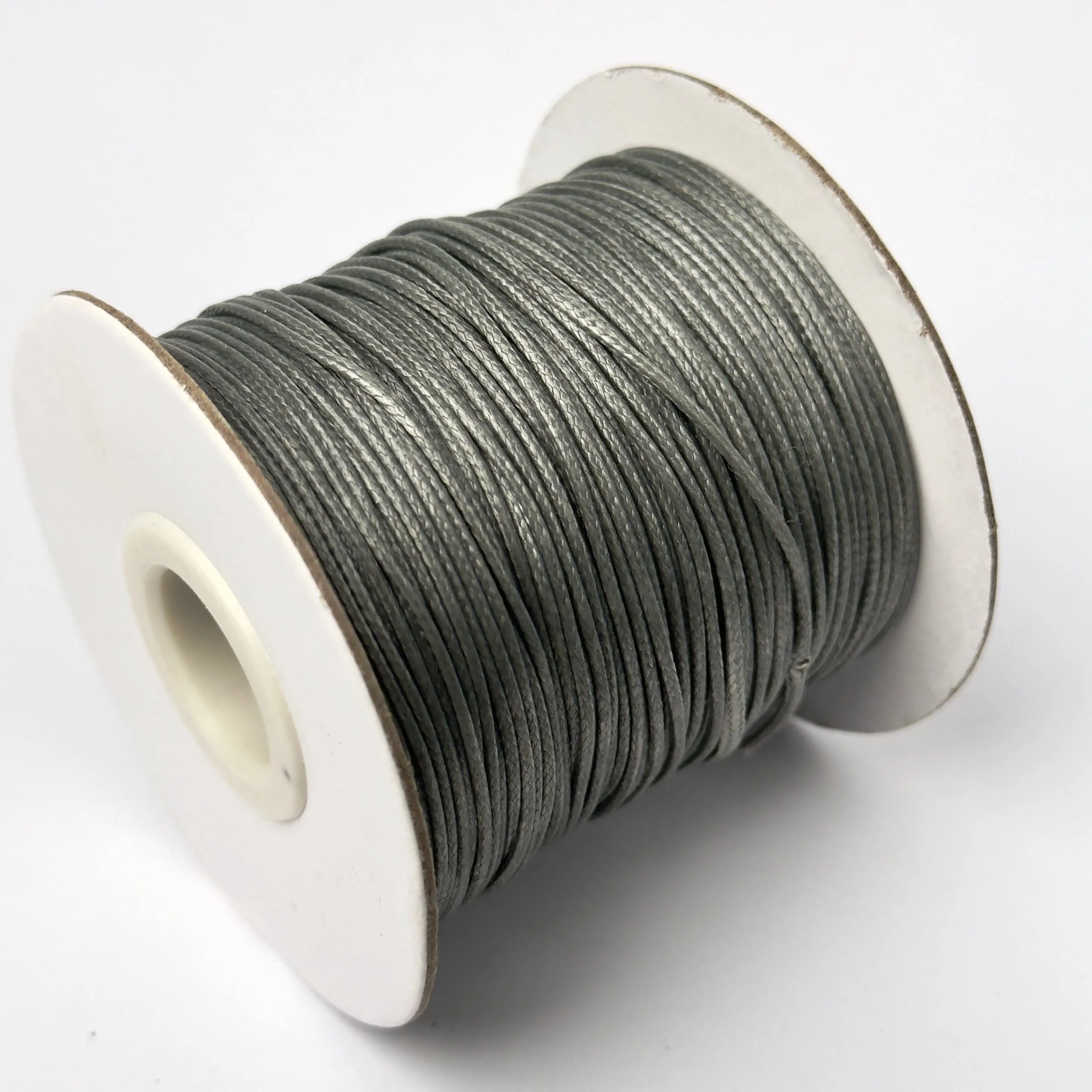 Synthetischer gewachster Baumwollfaden, Mausgrau, 1 mm, 80 m Spule