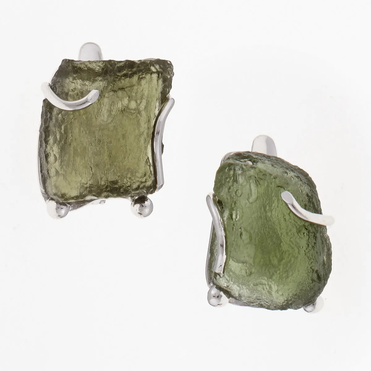 Orecchini in argento con Moldaviti naturali 06