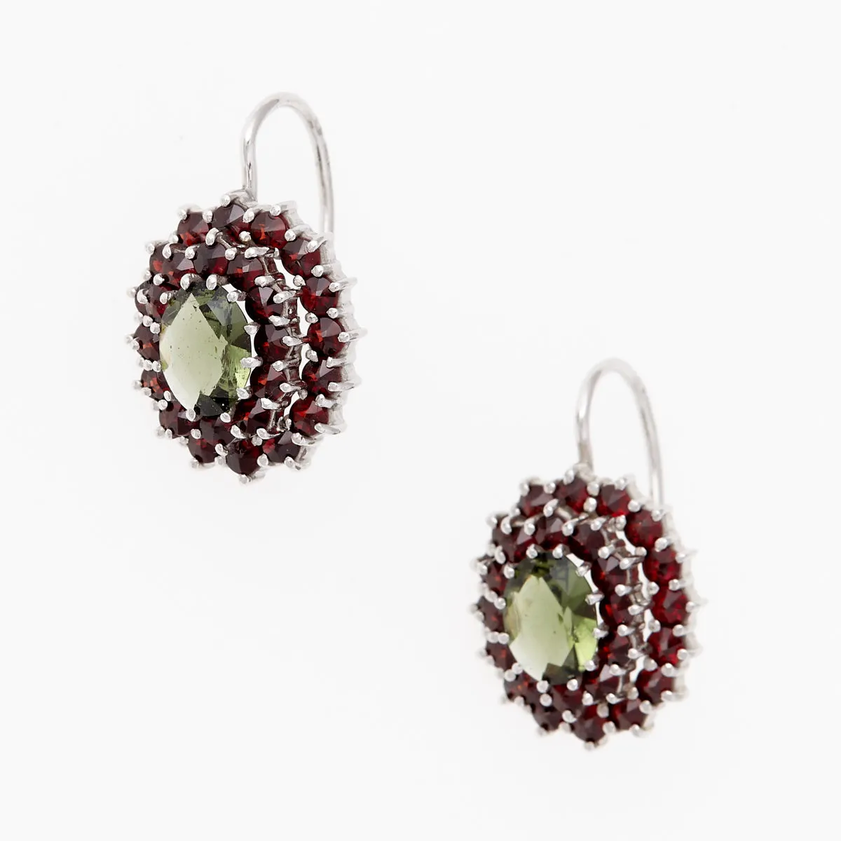 Orecchini in argento con Moldaviti e Granati 2399