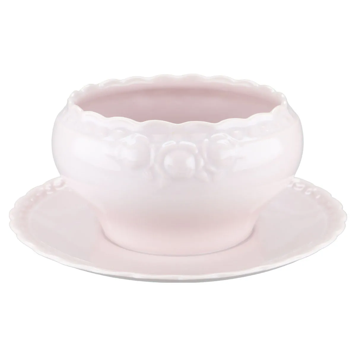 Sauciere mit Teller einteilig - Hutschenreuther Drache - Exklusiv Rosé Sanssouci