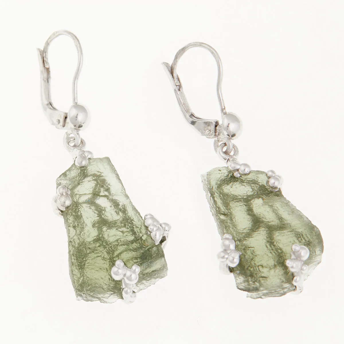 Orecchini in argento con Moldaviti naturali 1444