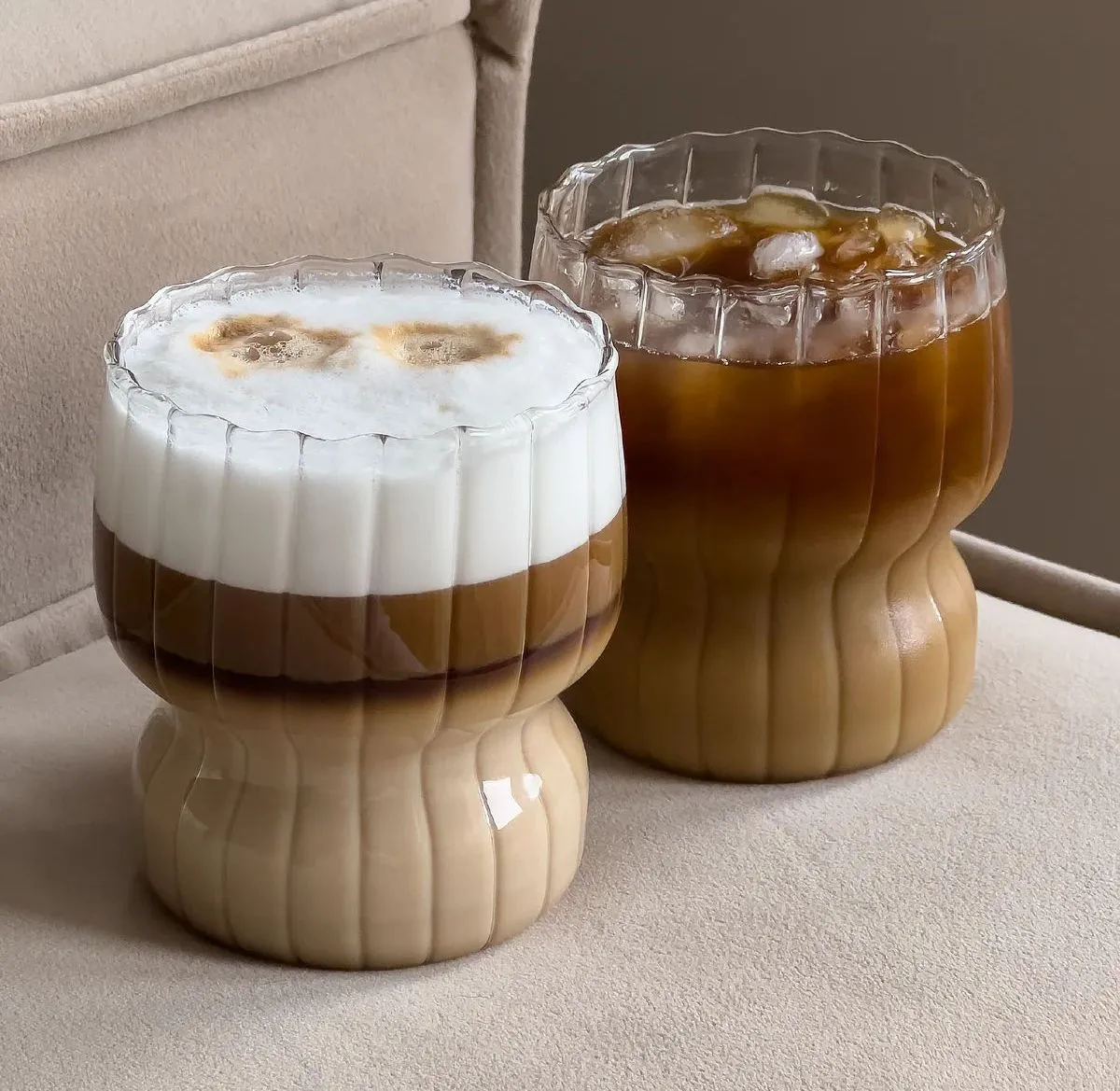 MULEX Stylische Kaffeegläser STRIPE MS437 2er Set 300ml