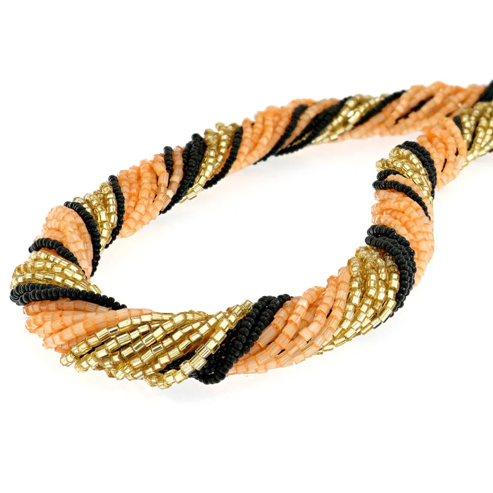 Collana Millefili Conterie Oro, Nero e Corallo