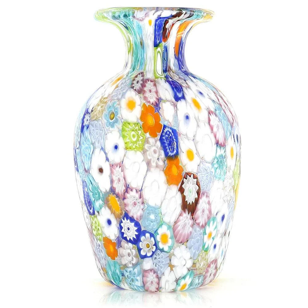 Vaso a bottiglia vetro di Murano Murrine Millefiori