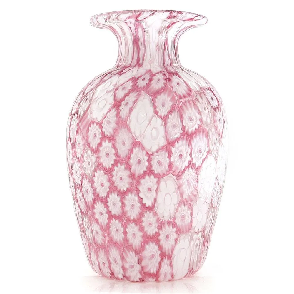 Vaso Murrine rosa in vetro artistico di Murano