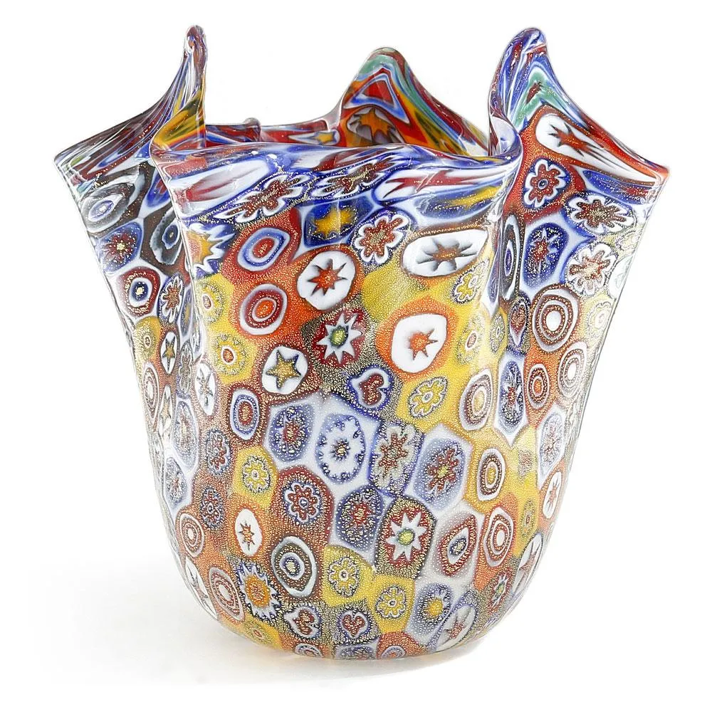 Vaso a fazzoleto in vetro di Murano