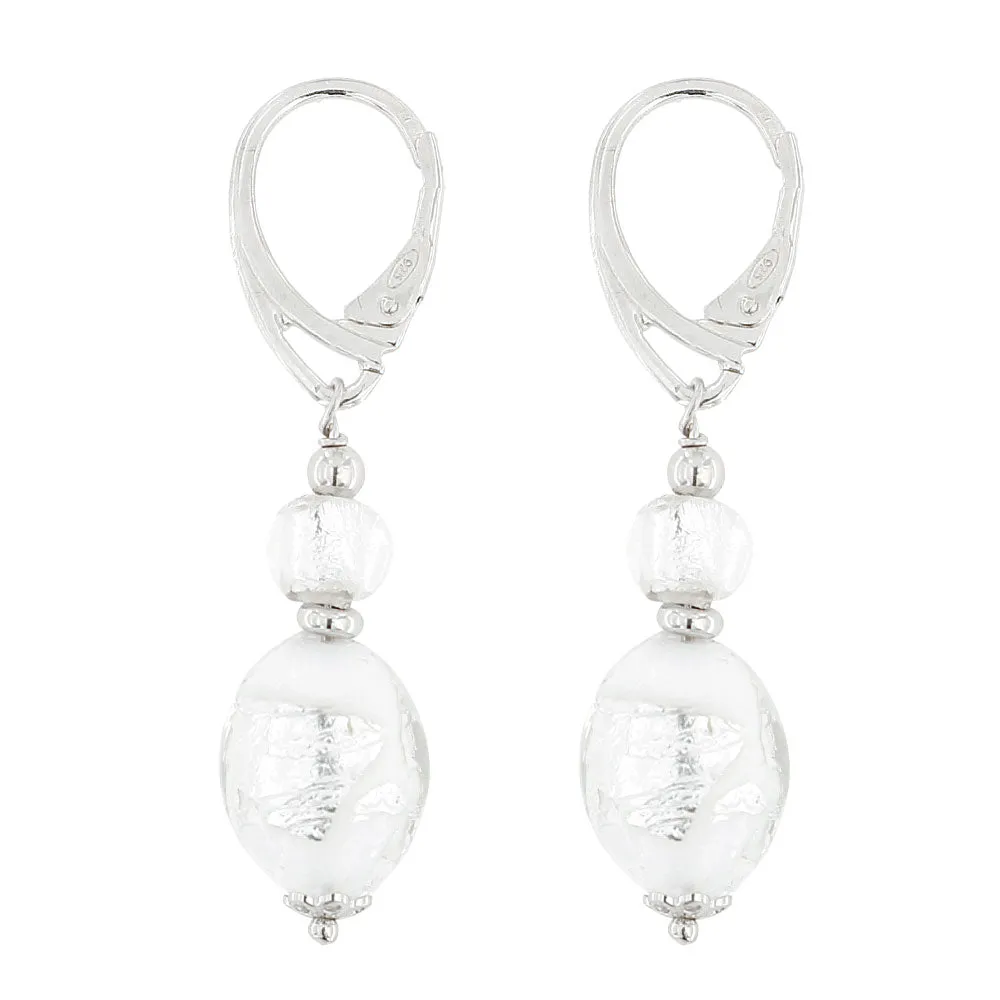 Orecchini vetro di Murano e foglia argento