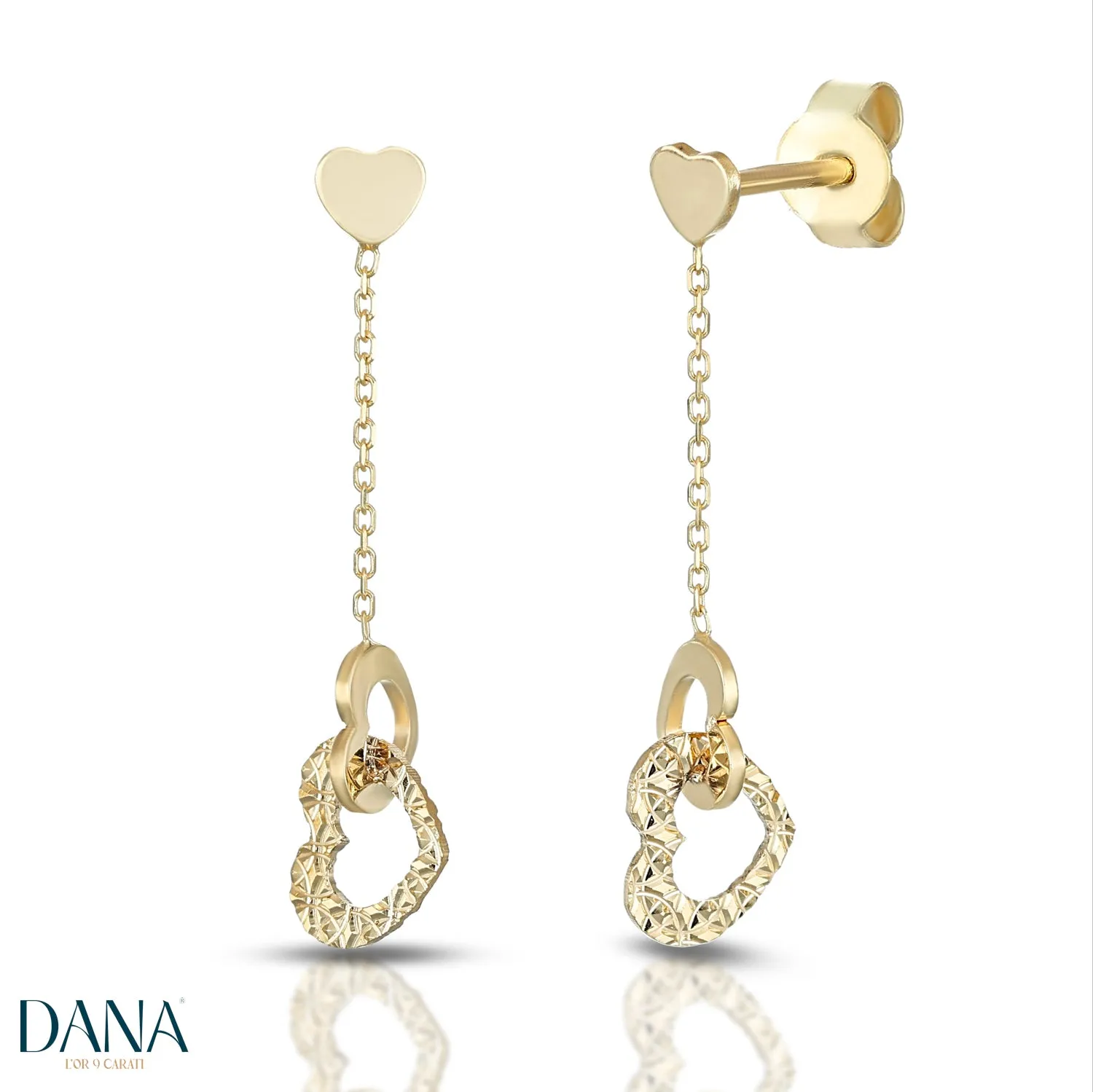 Orecchini cuori intrecciati oro 9 carati DANA L'OR 9 CARATI