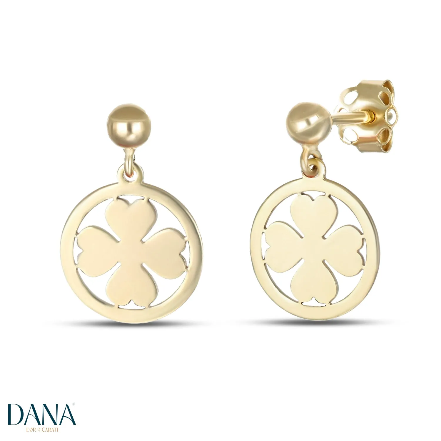 Orecchini quadrifogli pendenti oro 9 carati DANA L'OR 9 CARATI