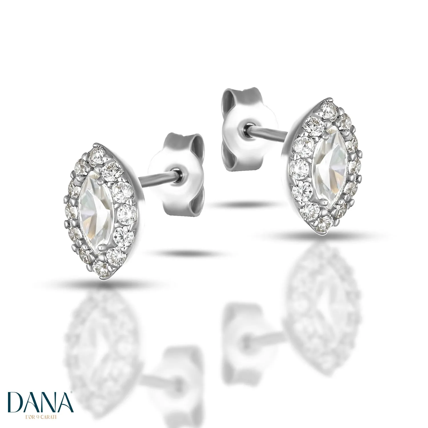 Orecchini da Donna con Swarovski bianco taglio marquise oro 9 carati D