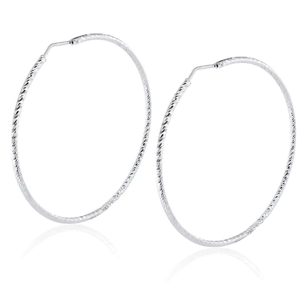 Orecchini Cerchio 65 mm Diamantati in Argento 925
