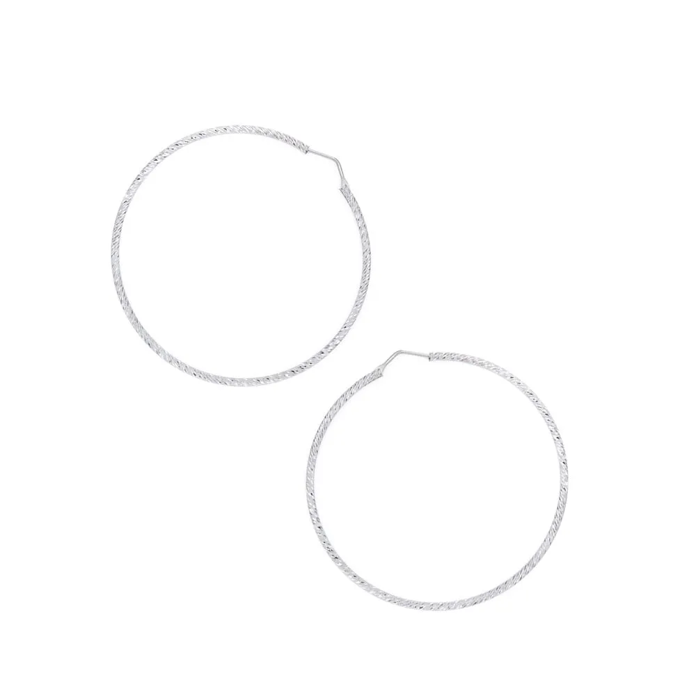 Orecchini a Cerchio 35 mm Diamantati in Argento 925