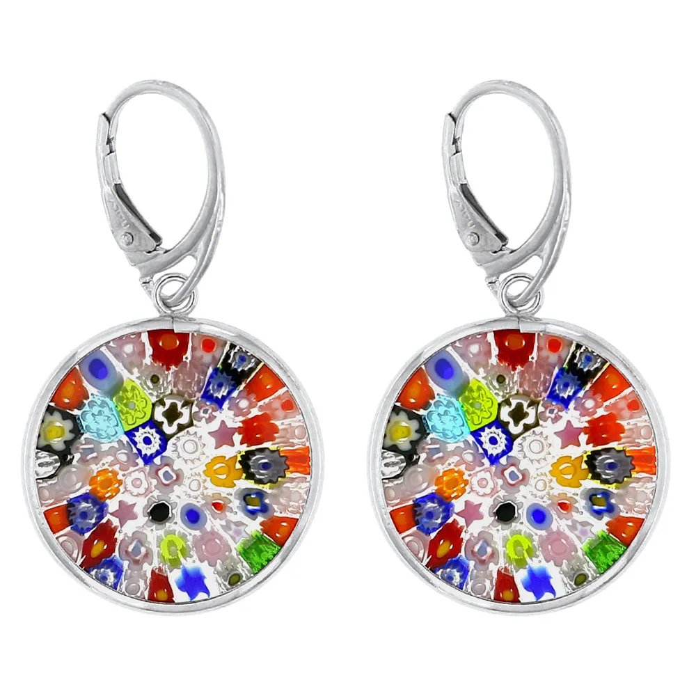 Orecchini Pendenti Murrina Veneziana Millefiori 23mm