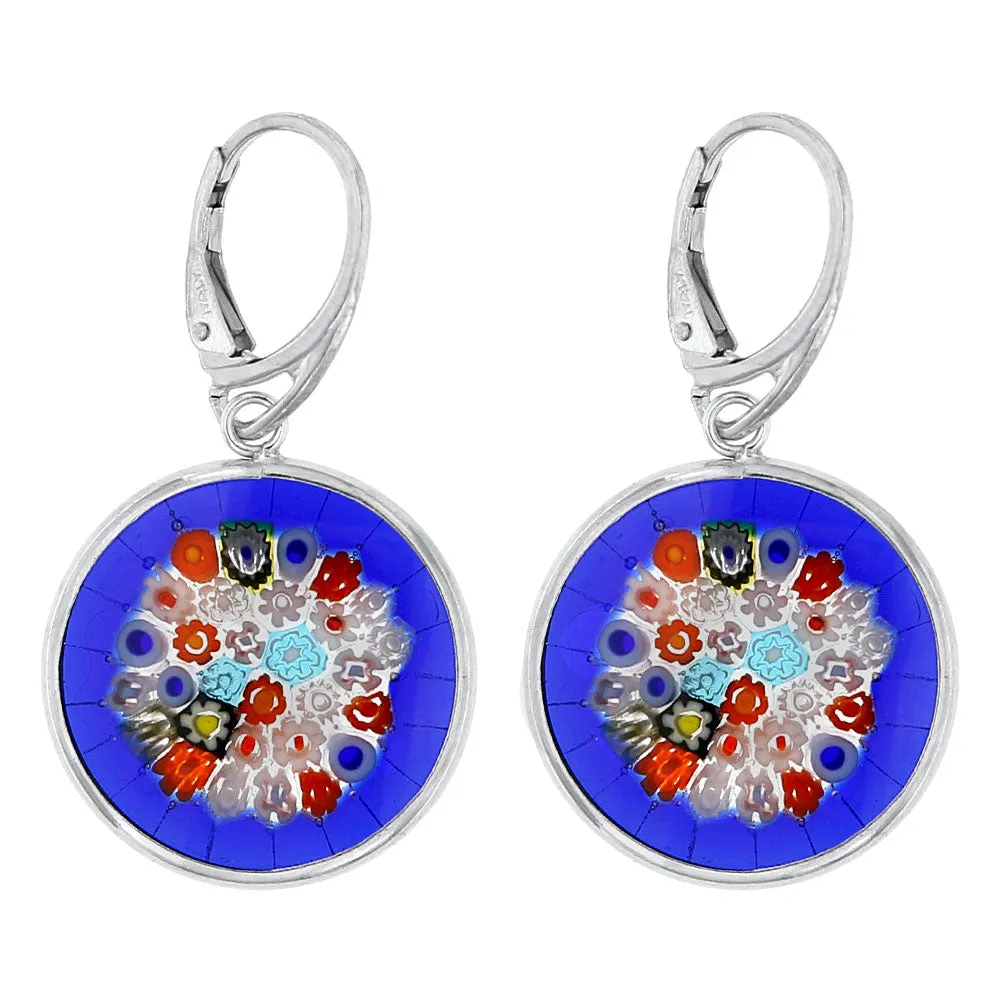 Orecchini Pendenti Murrina Originale di Murano 23mm e Argento