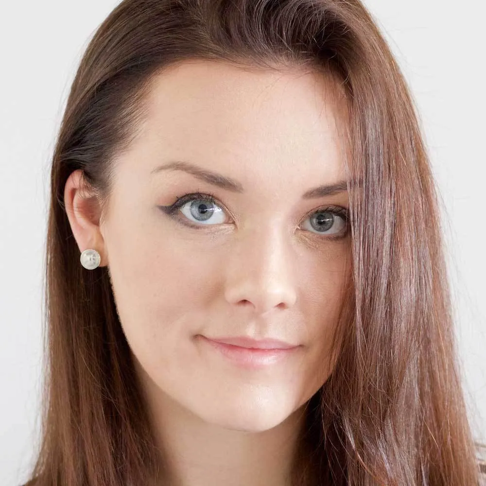 Orecchini a lobo con perla in argento 925 - Misura grande 12 mm