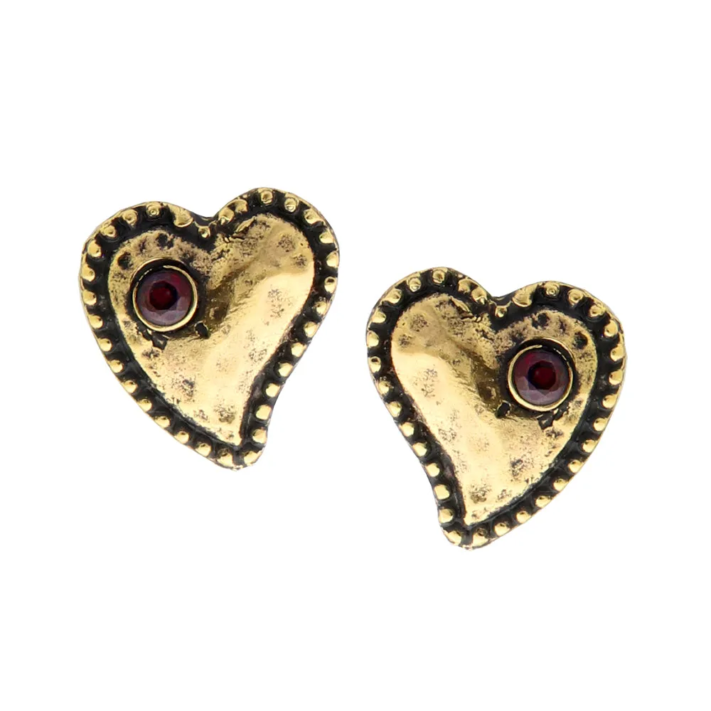 Orecchini a cuore di Alcozer con granato