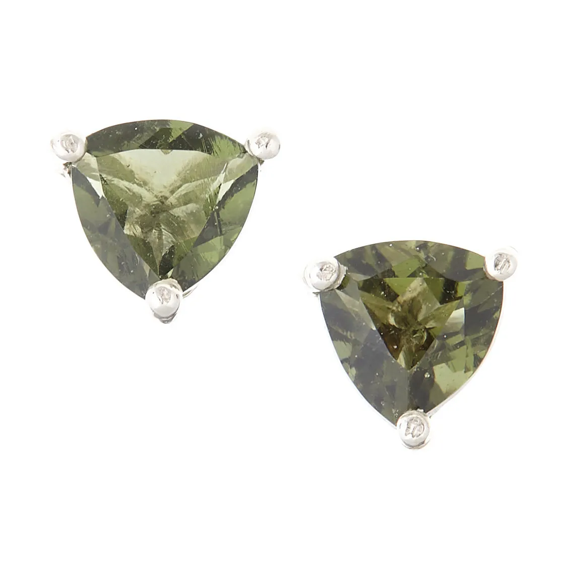 Orecchini in argento con Moldaviti – triangolo 237