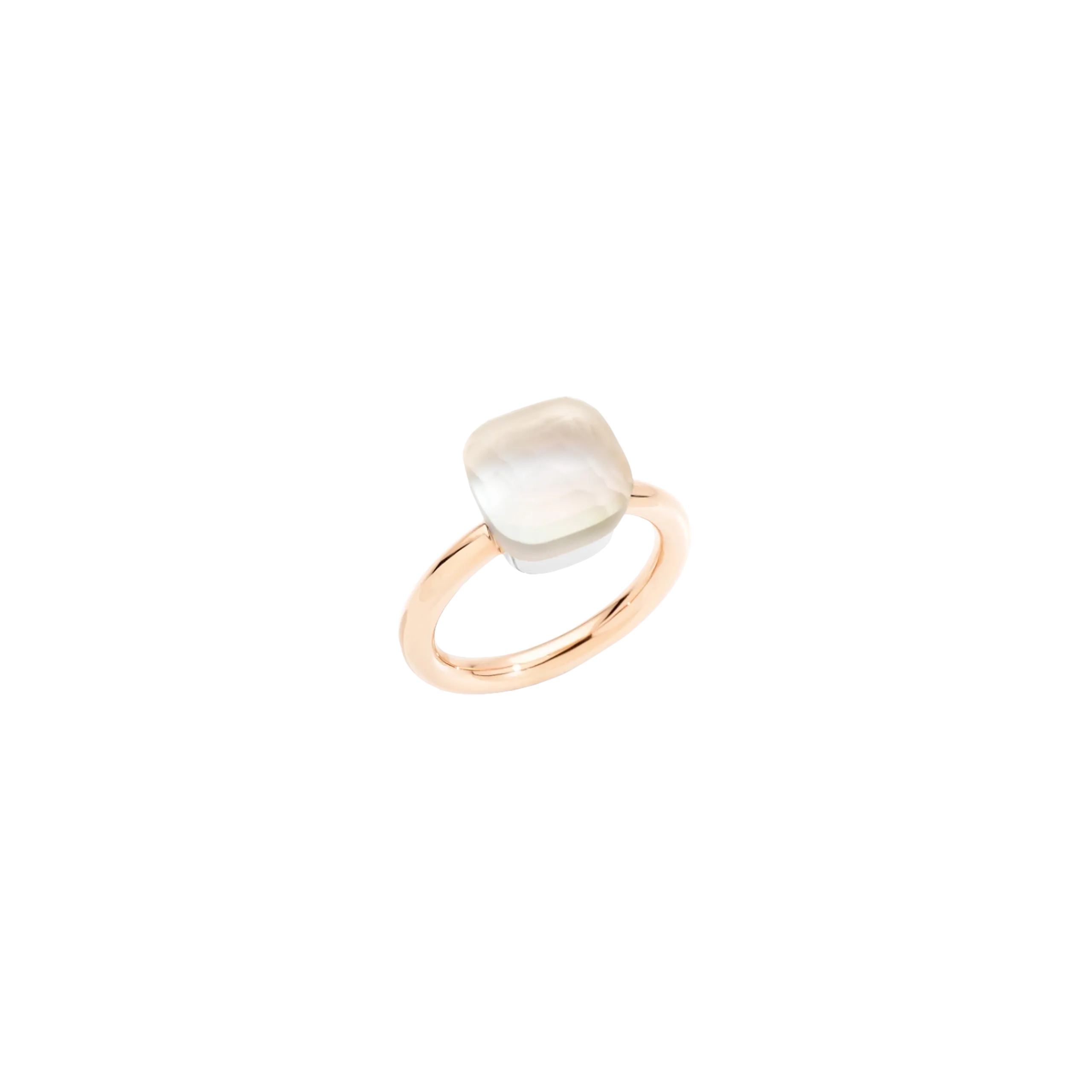 POMELLATO NUDO - ANELLO NUDO GELÈ IN ORO ROSA E BIANCO CON TOPAZIO BIANCO GELÉ E MADREPERLA - PAA1100O6000STBMP - PAA1100O6000STBMP