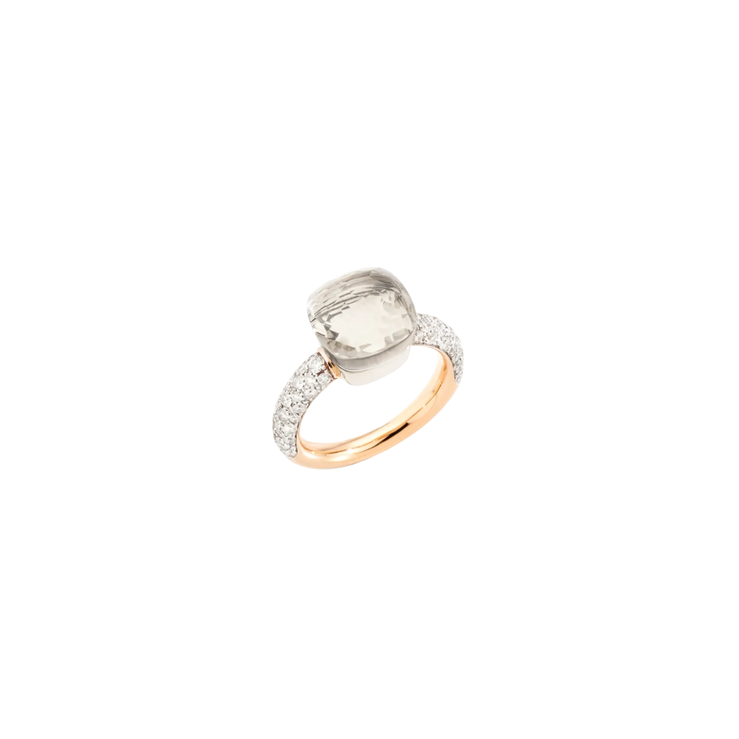 POMELLATO - ANELLO NUDO CLASSIC IN ORO ROSA E BIANCO CON TOPAZIO BIANCO E DIAMANTI - PAC0040O6WHRDB0TB - PAC0040O6WHRDB0TB