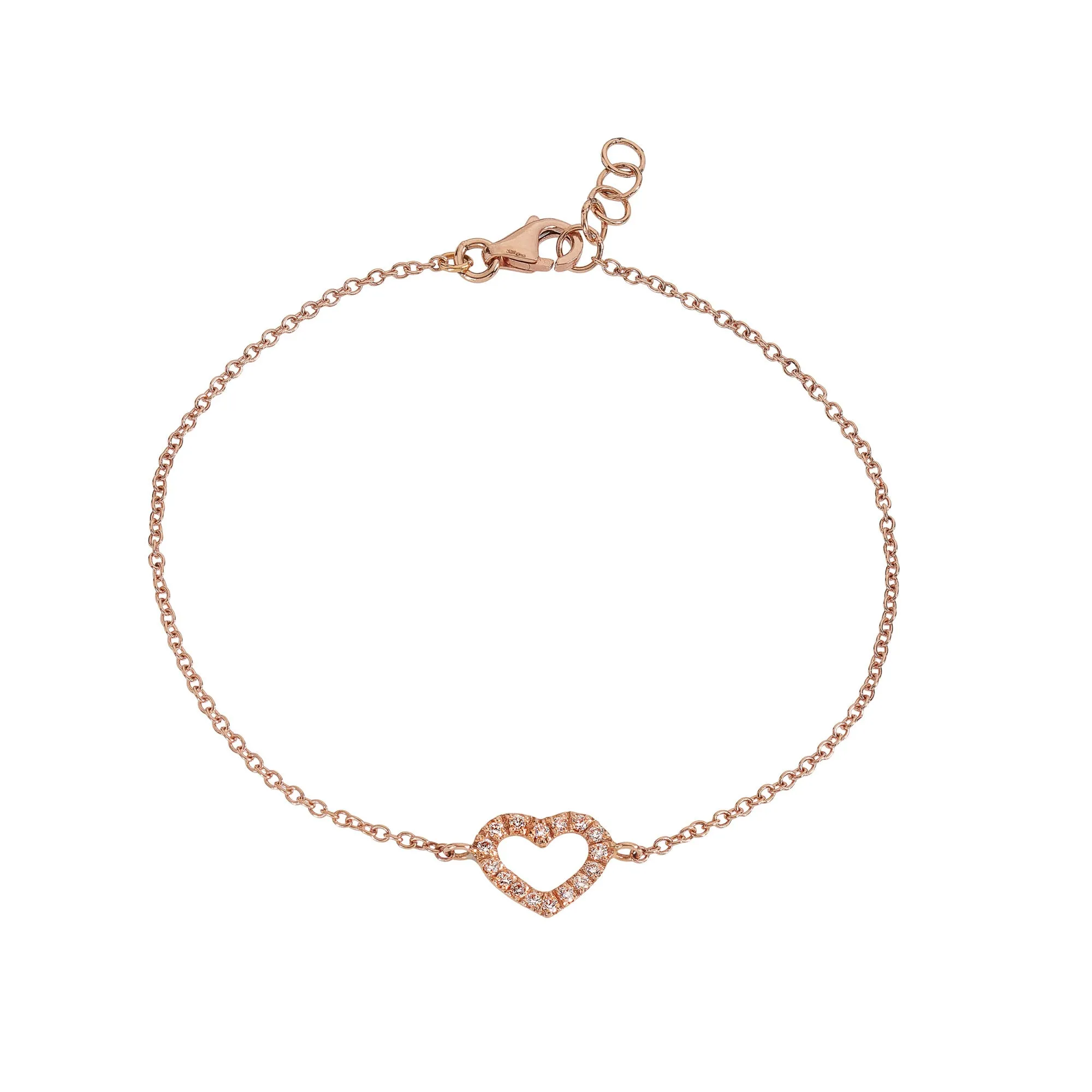 Bracciale catena con cuore e diamanti