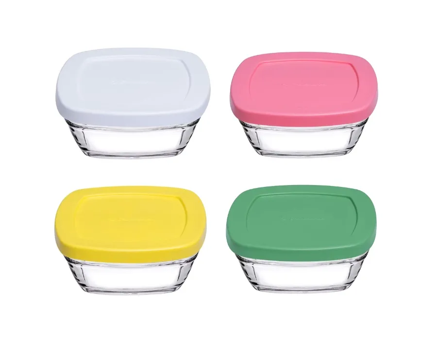 Pasabahce PUDDING 96840 Glas Schalen mit Deckel 4er Set