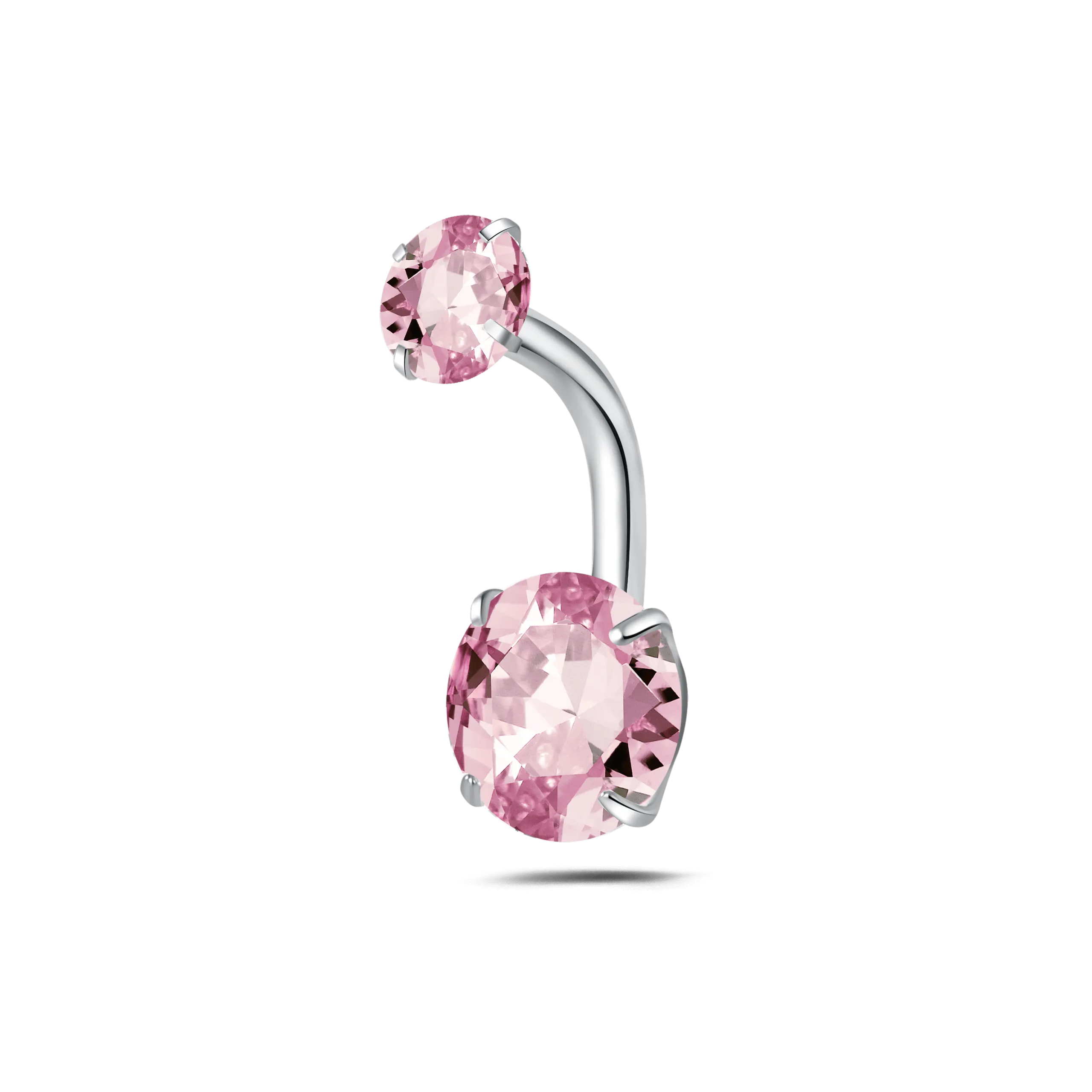 Piercing ombelico basic con cristalli rosa in argento