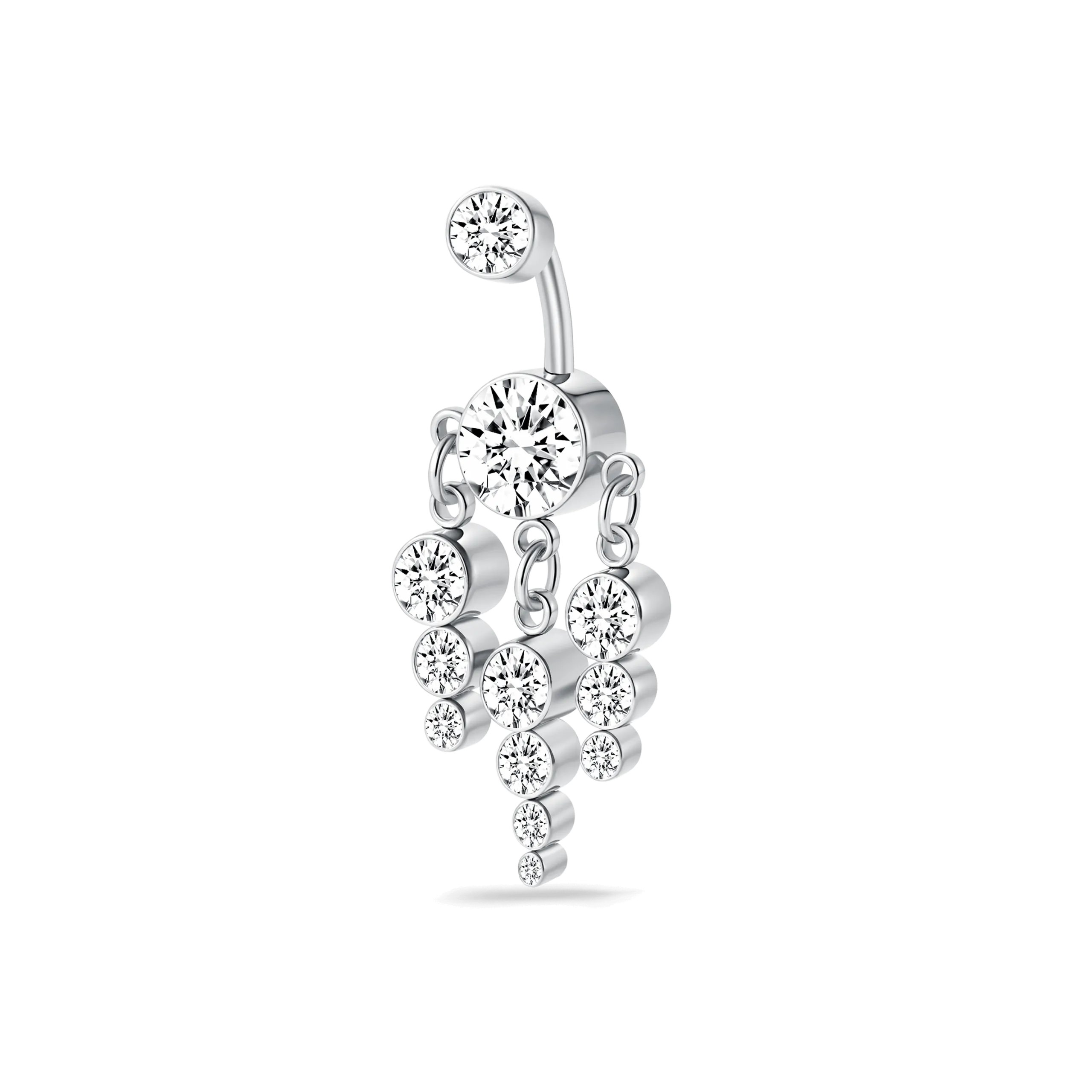 Piercing ombelico cascata di diamanti in argento