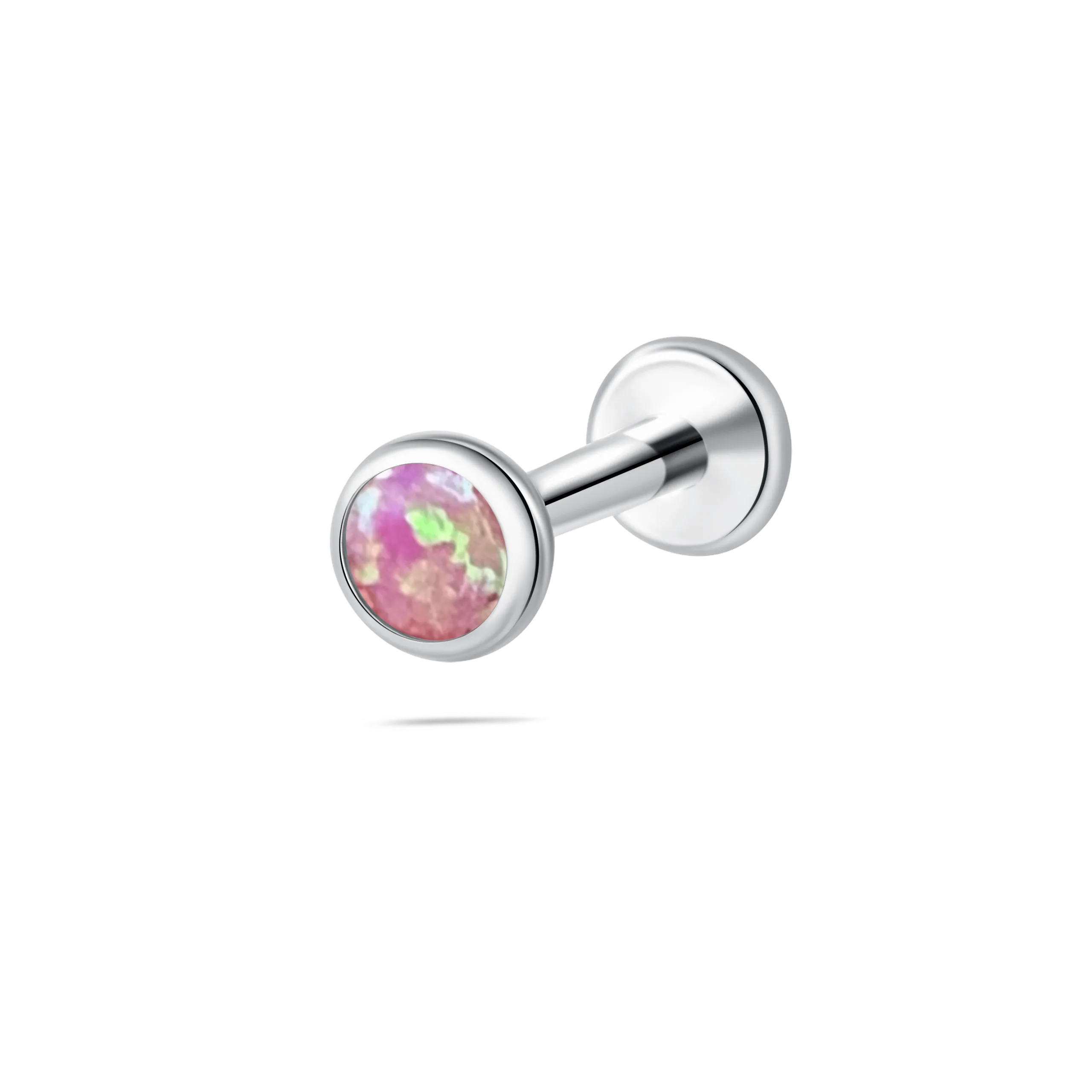 Piercing orecchio/naso/bocca sfera opale fucsia in argento