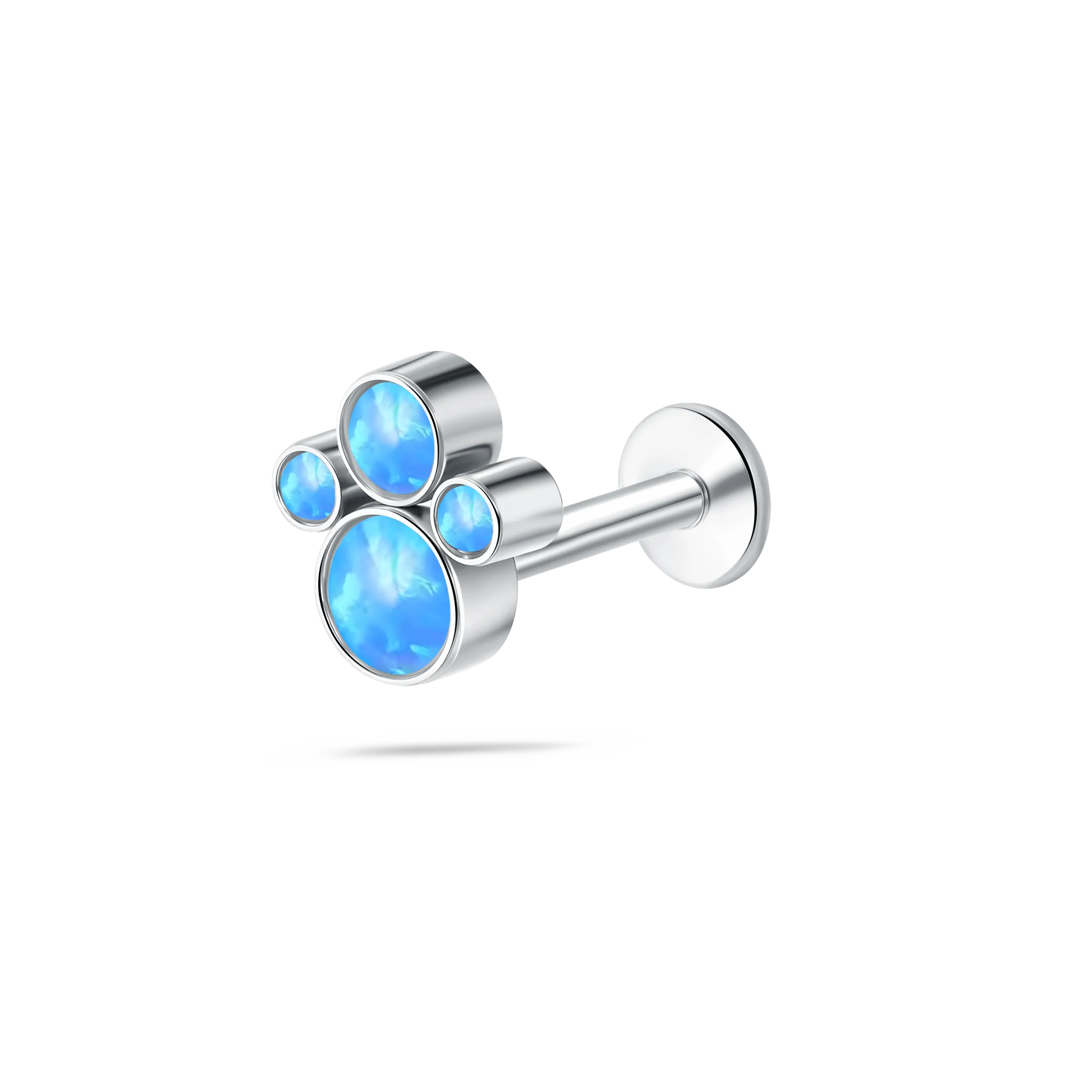 Piercing orecchio/naso/bocca tre grappoli blu in argento