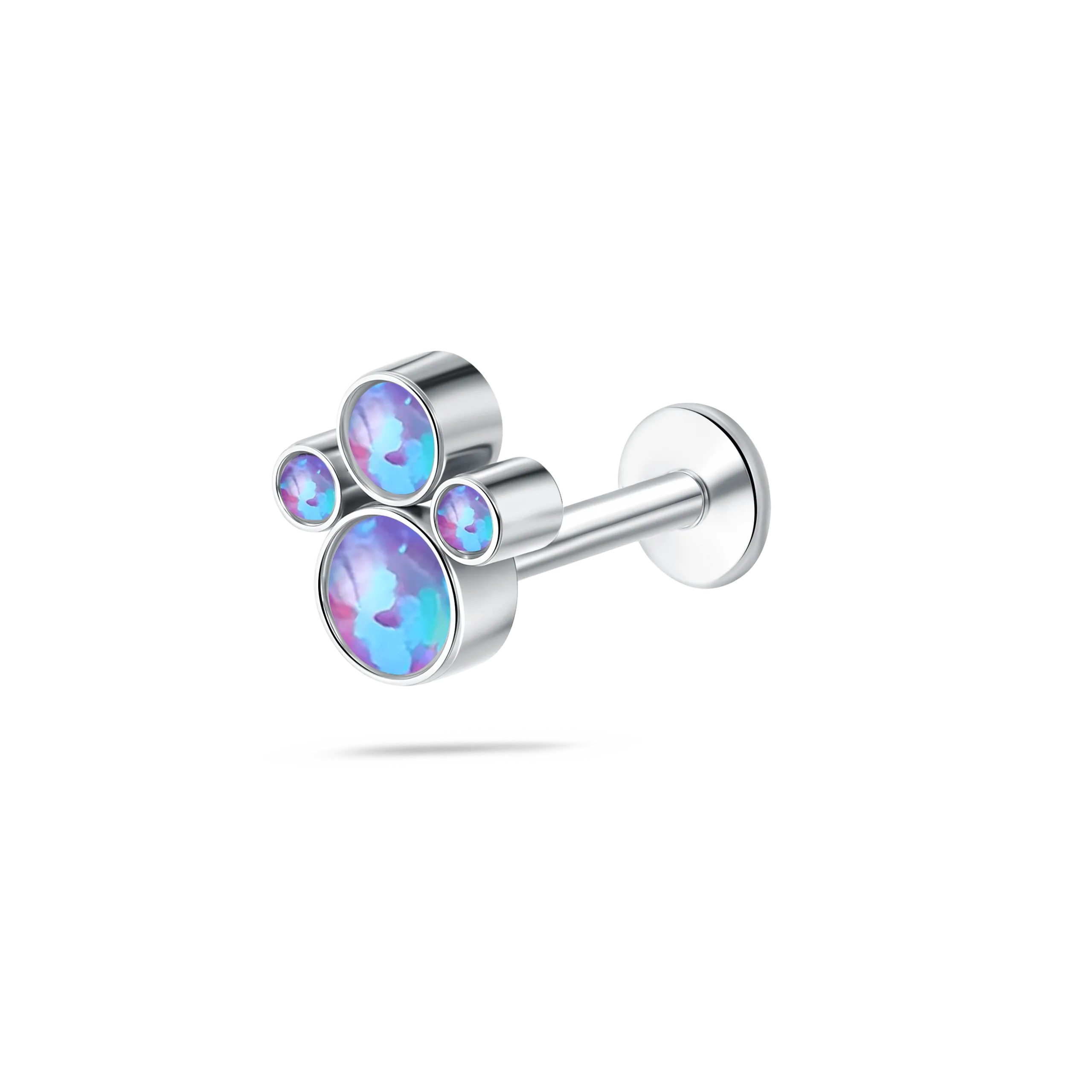 Piercing orecchio/naso/bocca tre grappoli viola in argento