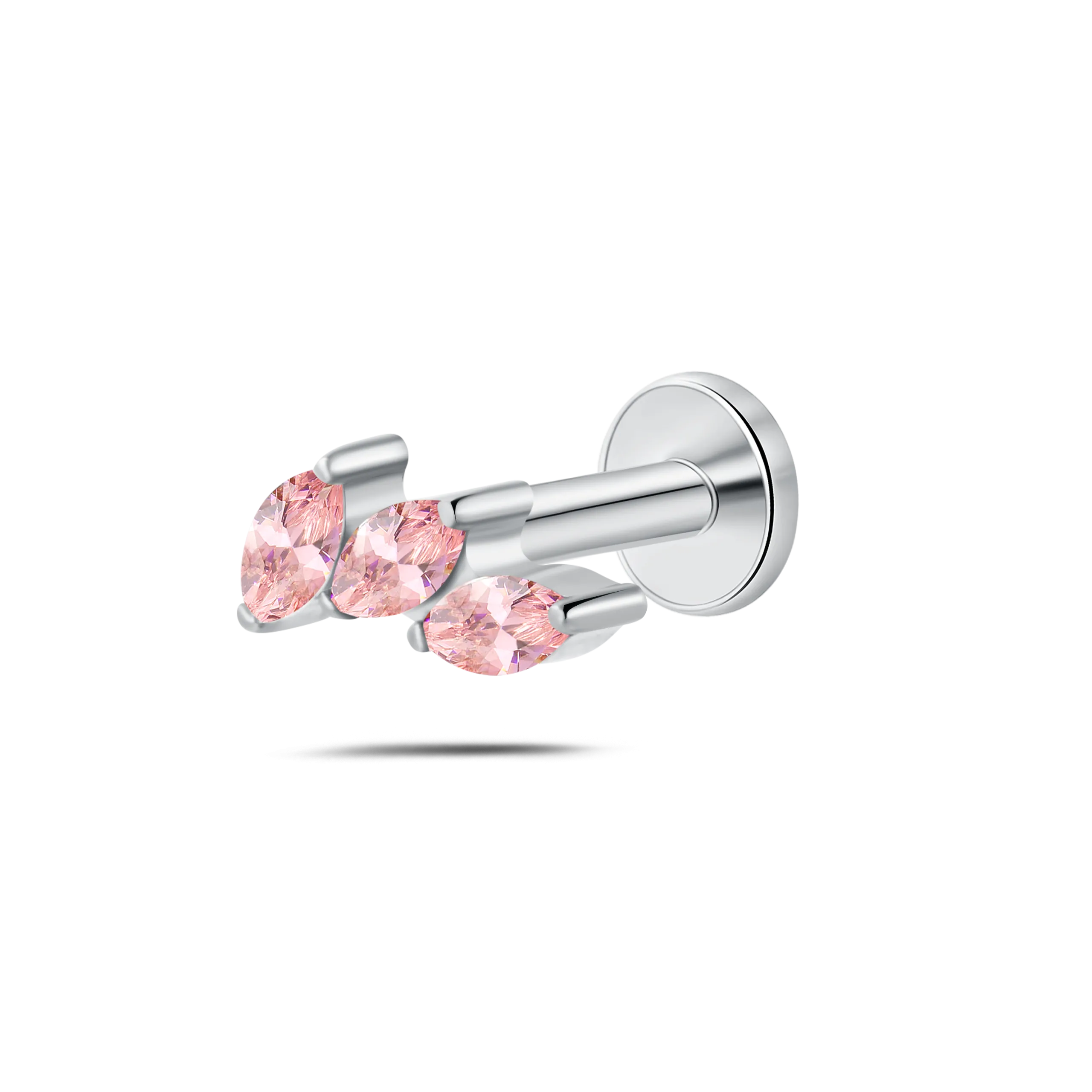 Piercing orecchio/naso/bocca trilogy rosa in argento