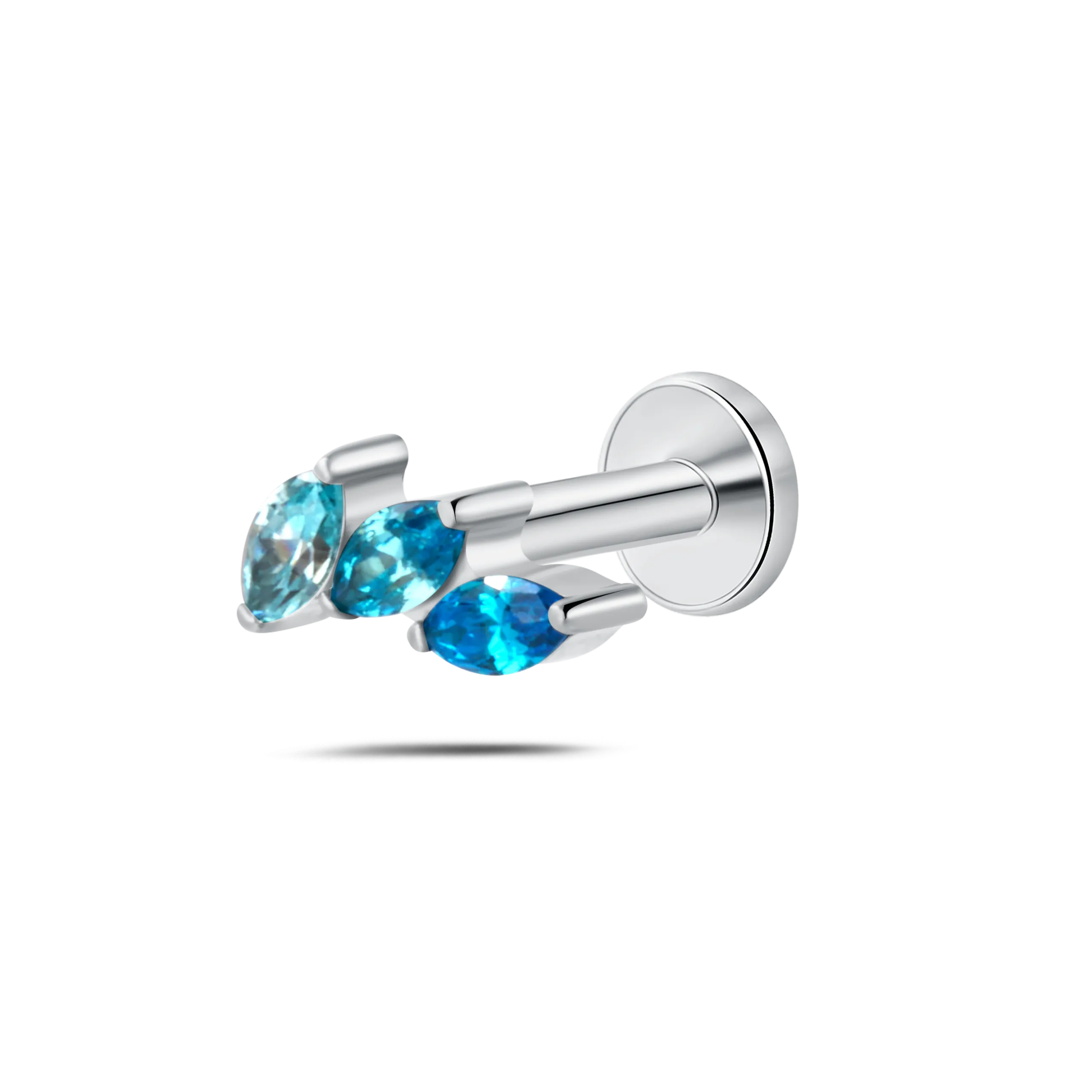 Piercing orecchio/naso/bocca trilogy sky blue in argento