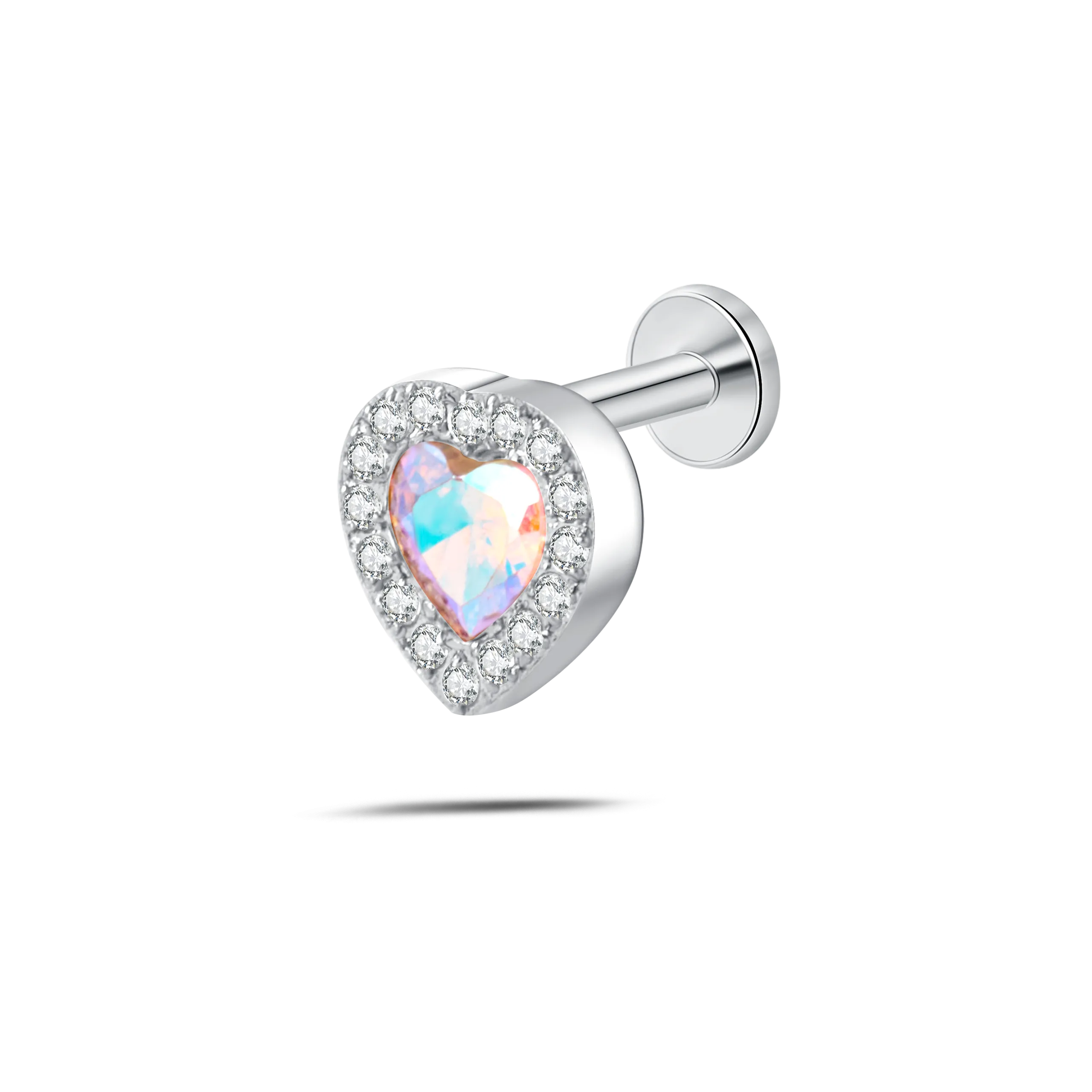 Piercing orecchio/naso cuore innamorato multicolor in argento