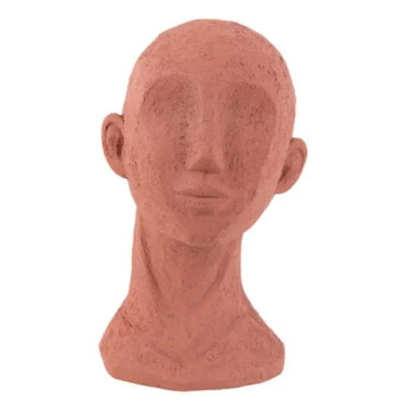 Present Time Statue Face Art Terracotta Orange (24,5cm)