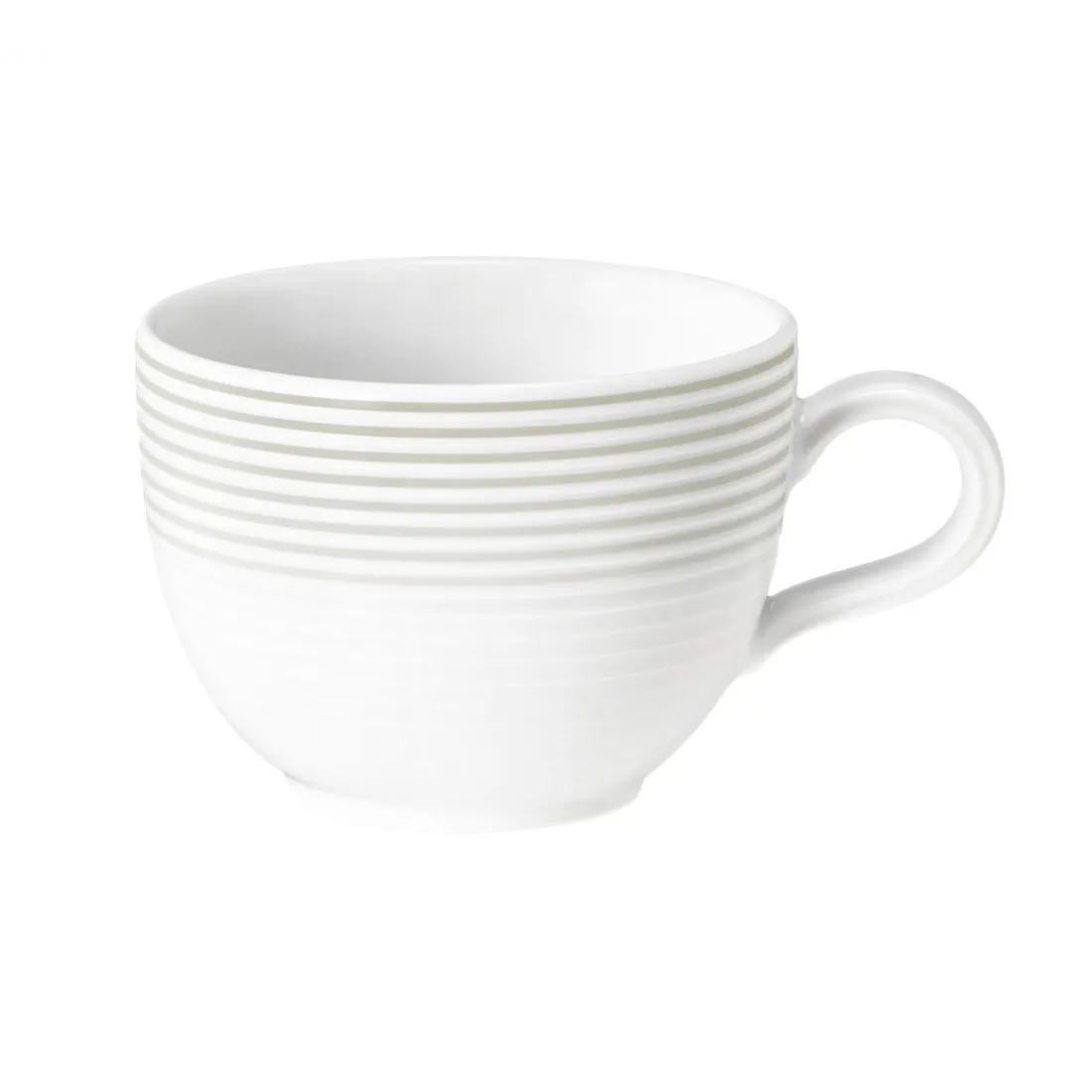 Kaffee Obertasse Blues perlgrau rund mit Relief 6,4 cm hoch - 230 ml