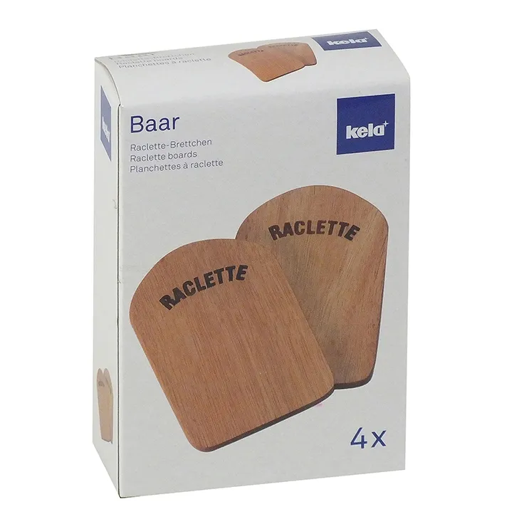 KELA Raclette-Brettchen Baar Buchenholz hellbraun 4tlg 14,0x9,5cm