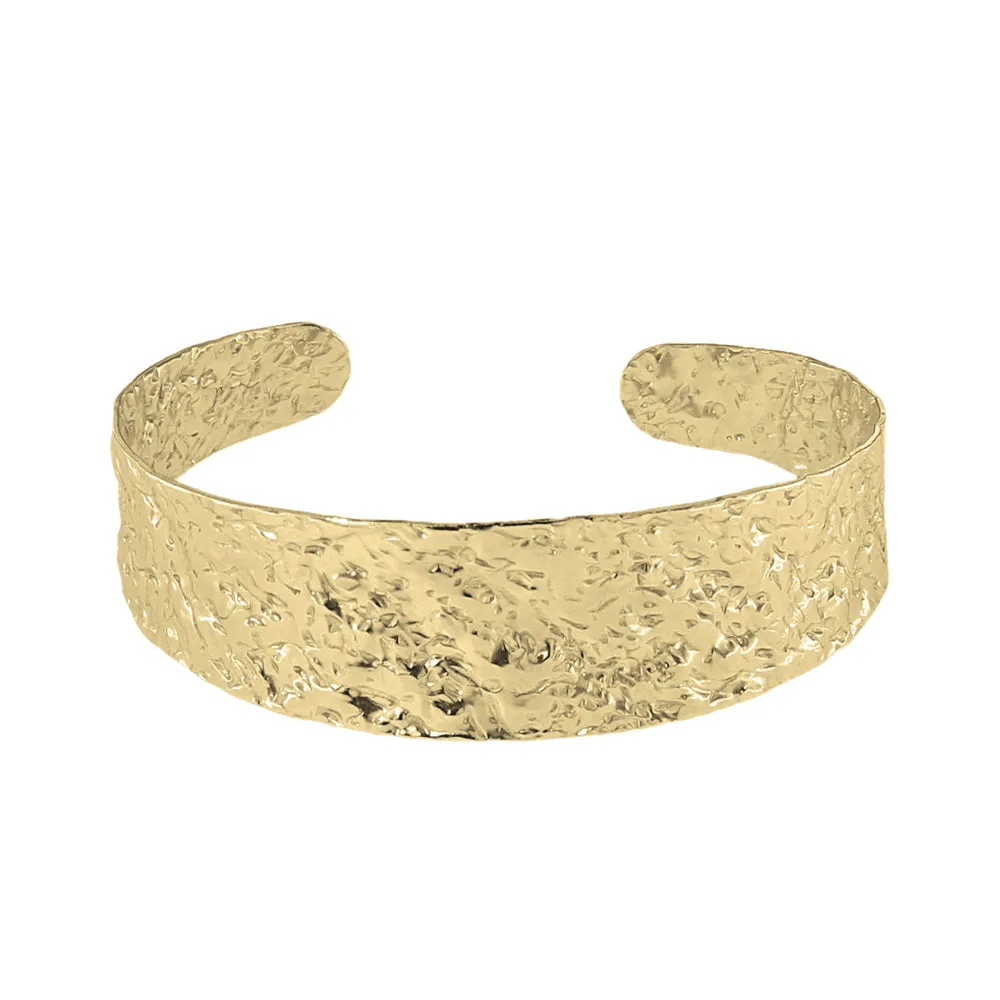 Bracciale Rigido Sottile Effetto Martellato in Argento 925 Placcato oro