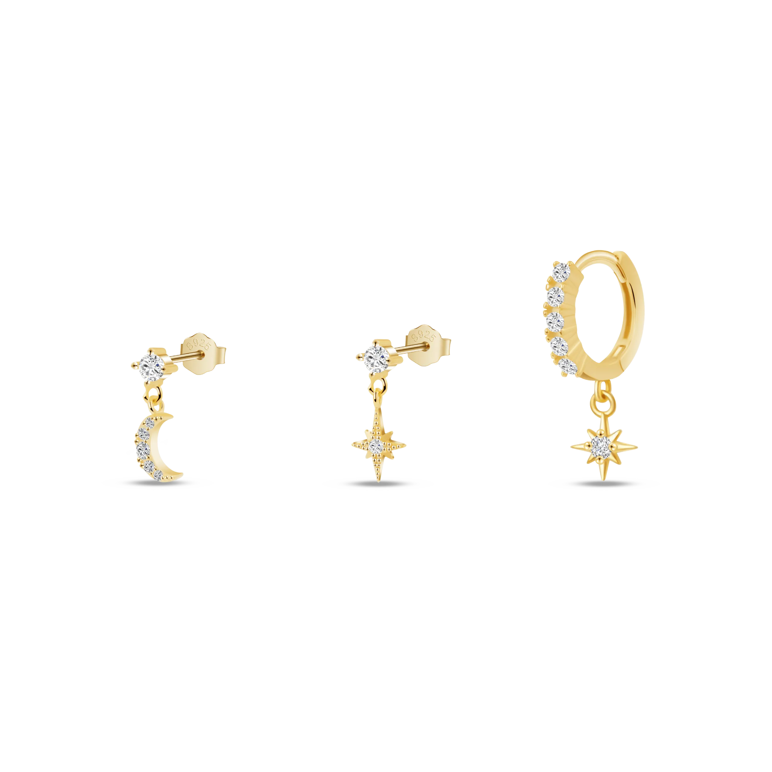 Set orecchini lunare in oro