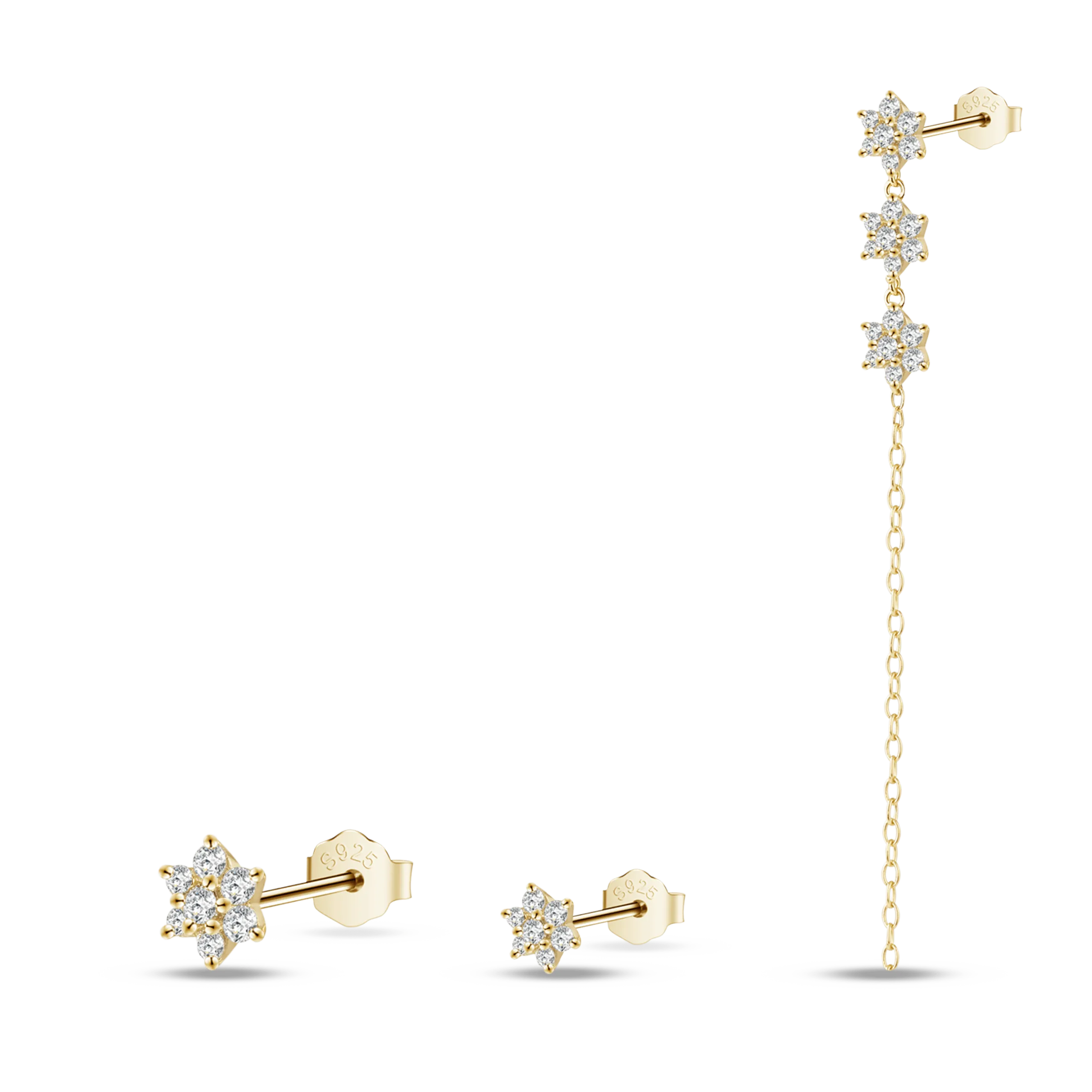 Set orecchini bouquet bianco in oro
