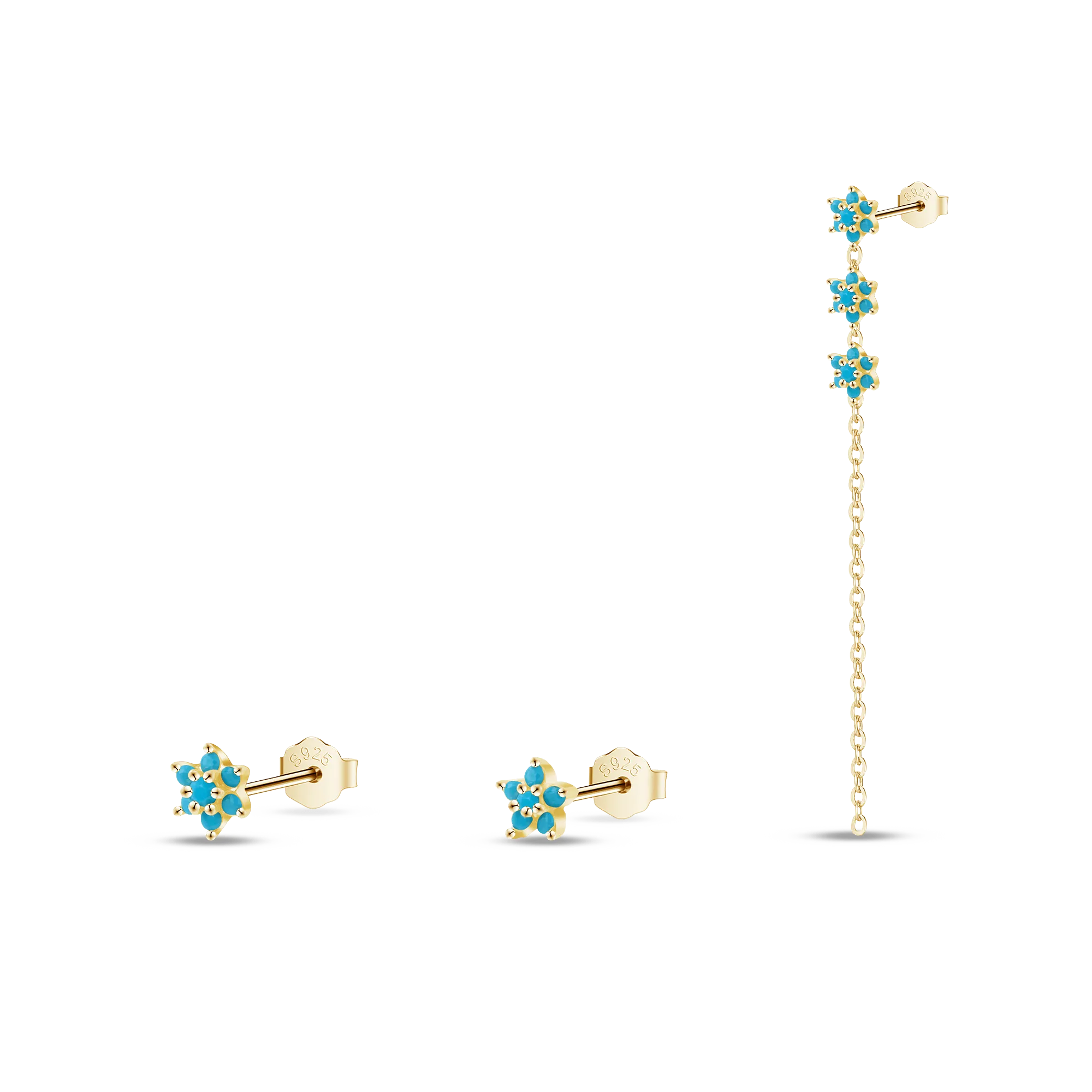 Set orecchini bouquet turchese in oro