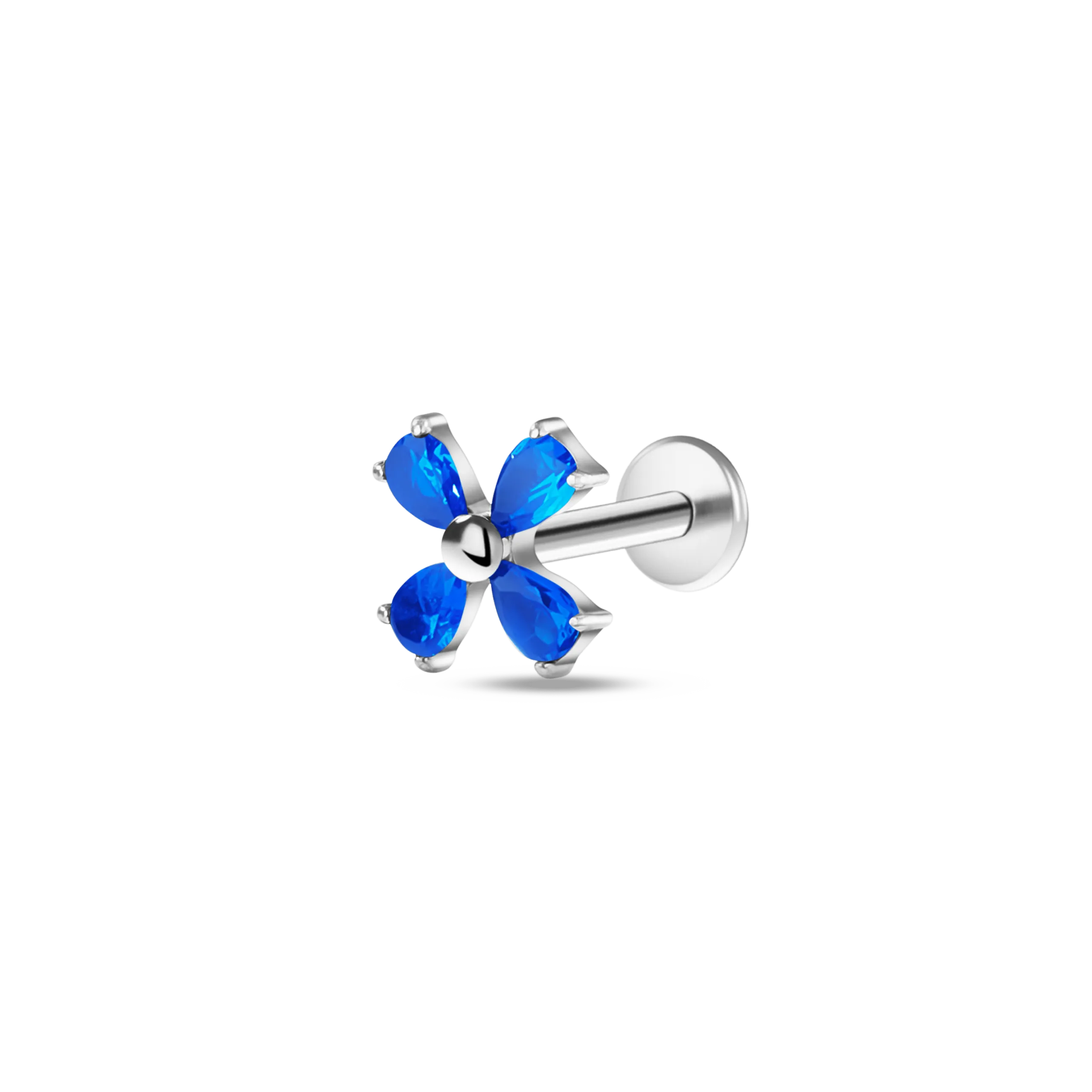 Piercing orecchio/naso foglioline azzurre in argento