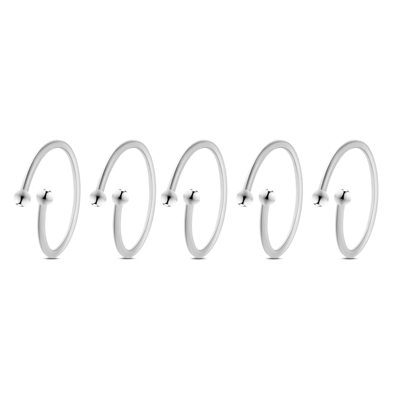 Set cinque ferma anelli in argento