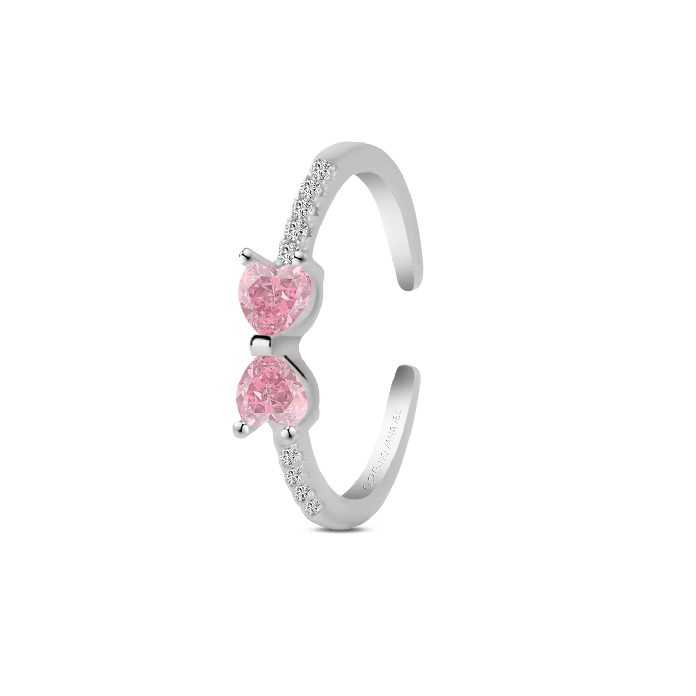 Anello fiocco luminoso rosa in argento