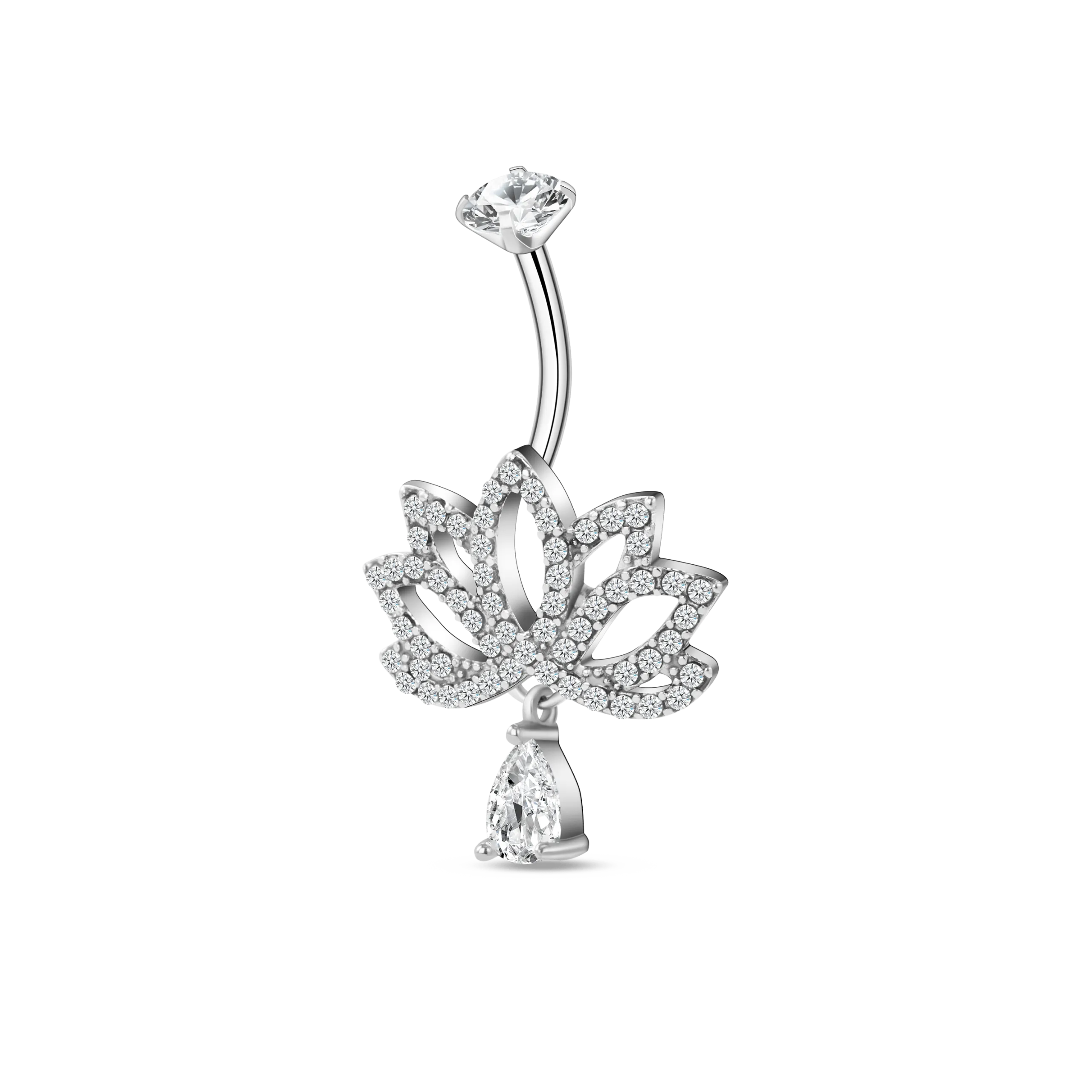 Piercing ombelico fiore di loto in argento