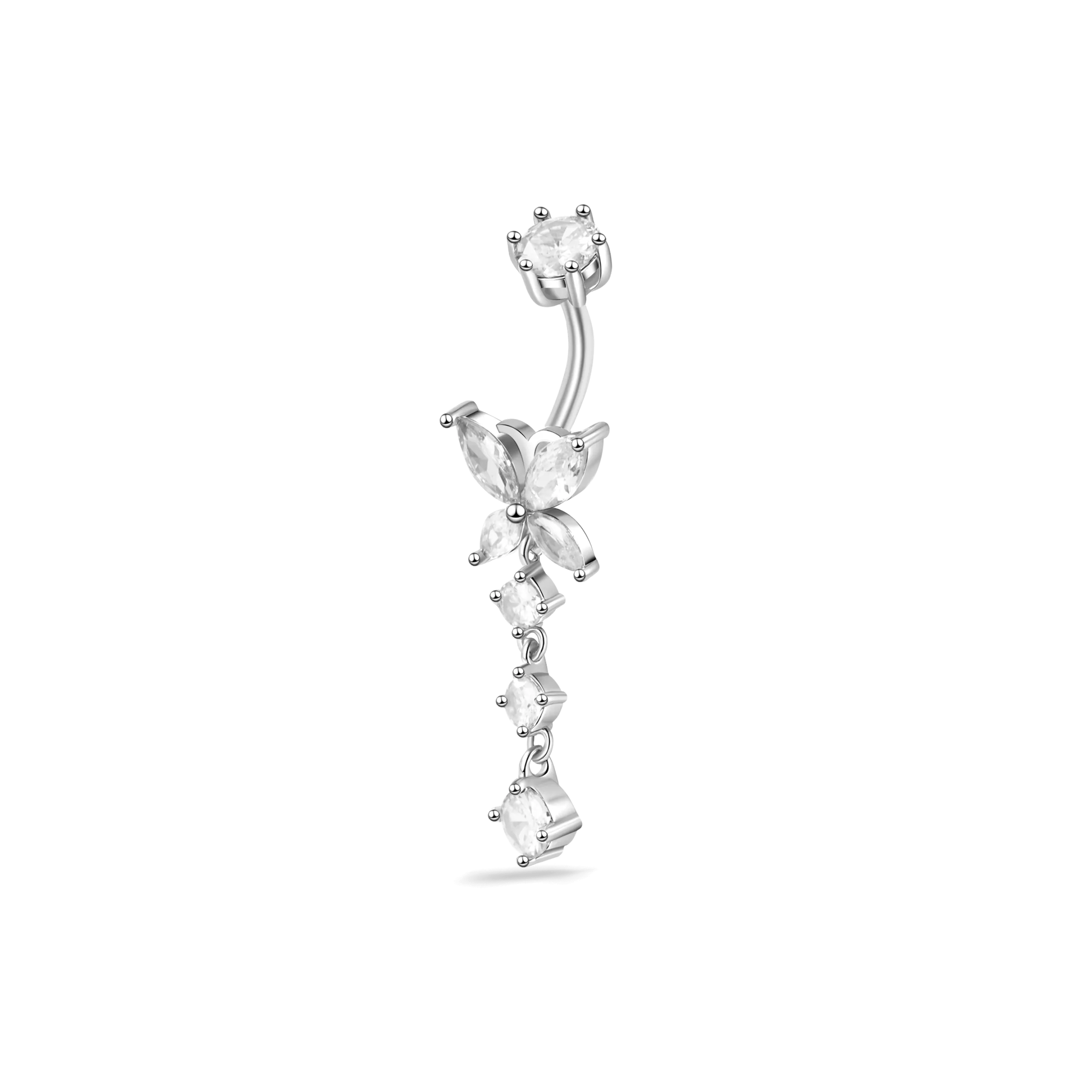Piercing ombelico farfalla con pendente in argento