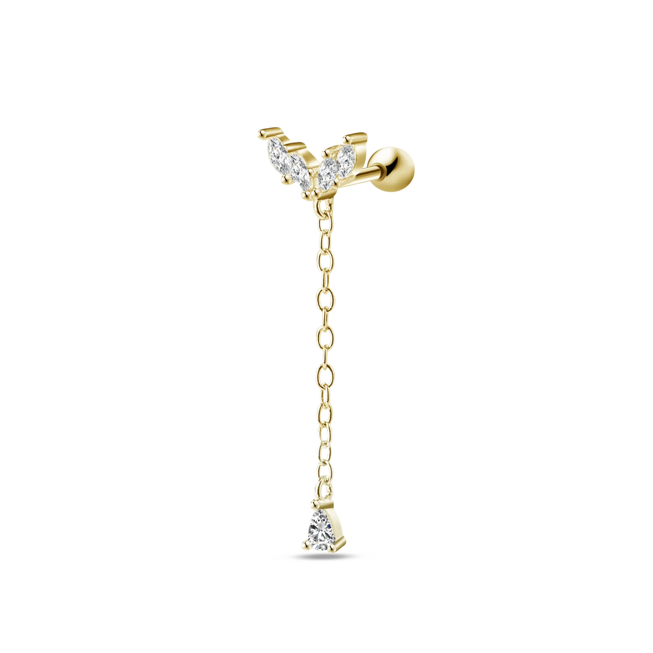 Piercing orecchio loto pendente in oro