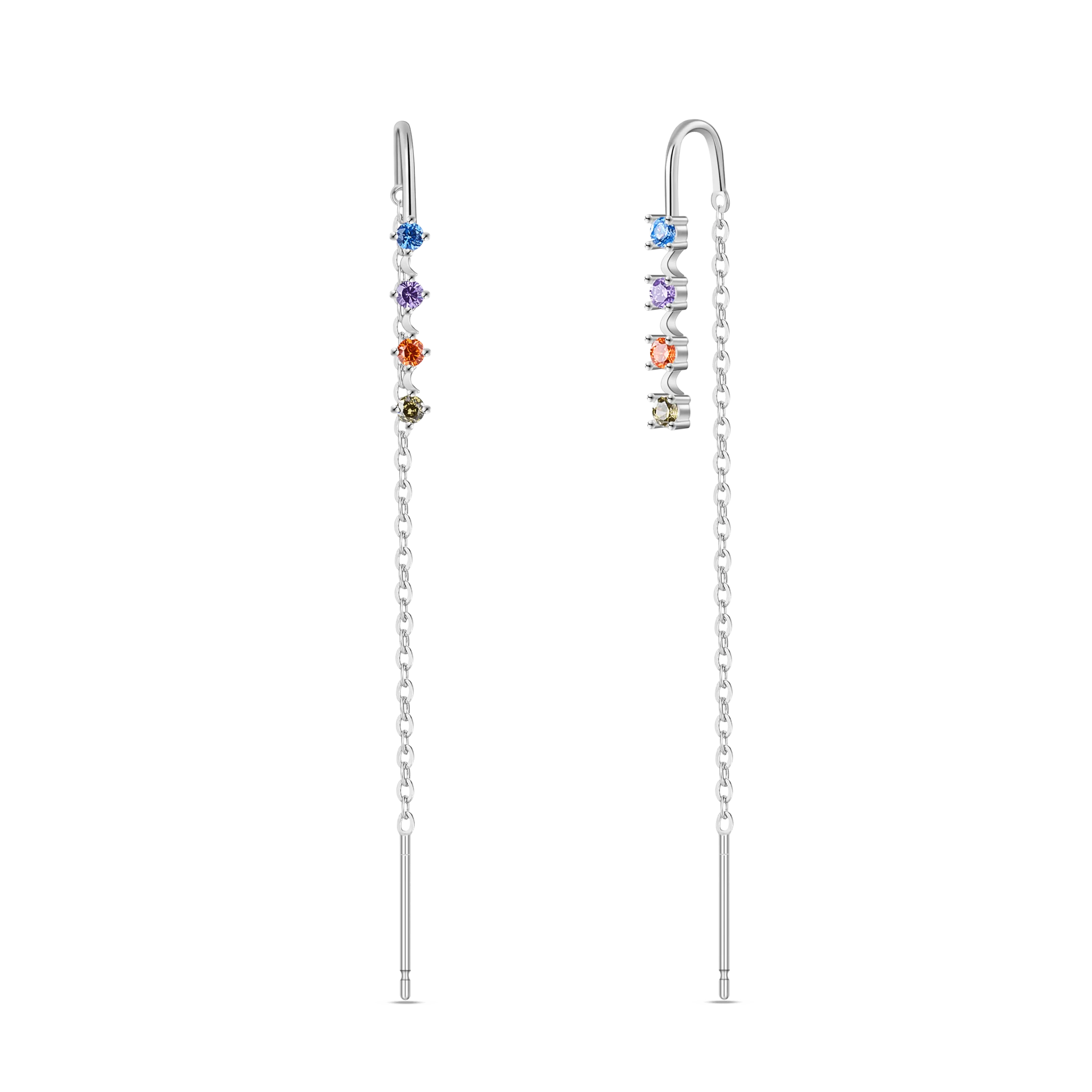 Saliscendi luna arcobaleno in argento